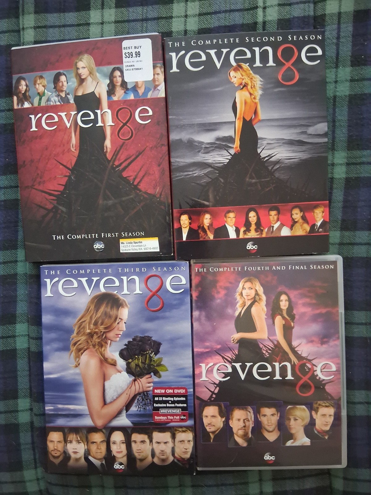 Revenge Complete Series Season 1-4 1 2 3 4 DVD Emily VanCamp ABC TV Drama Set