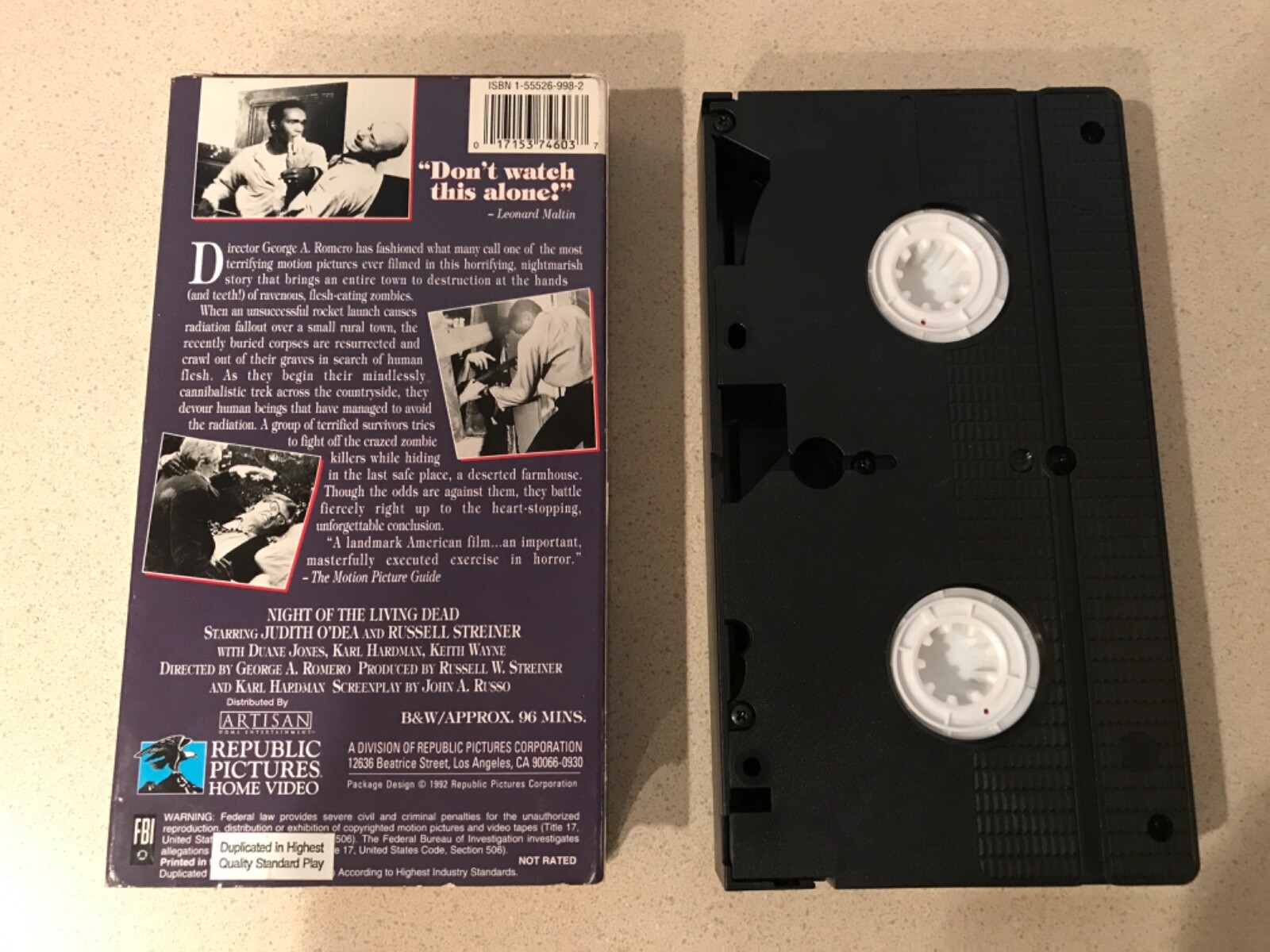 Night of the Living Dead (VHS, 1992) Duane Jones