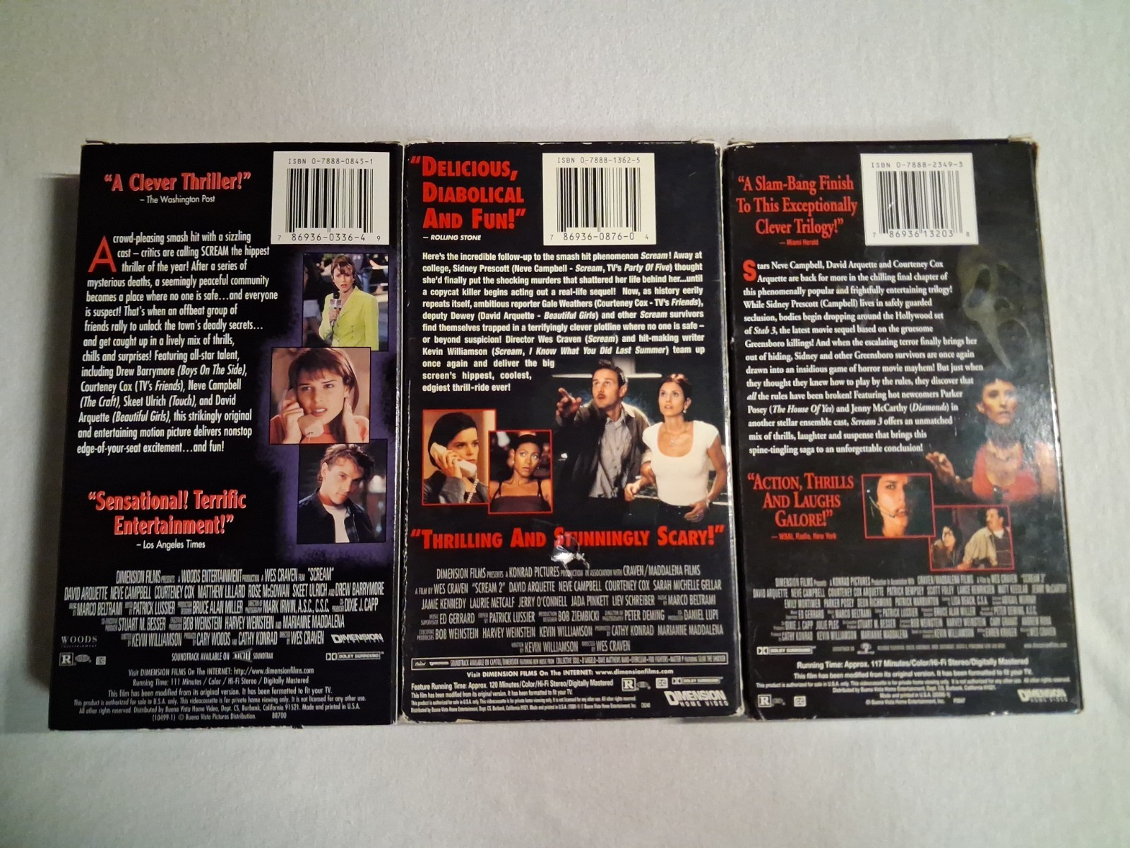 Scream Trilogy VHS Lot 1 2 3 Wes Craven Horror Collection – Tested ✔️