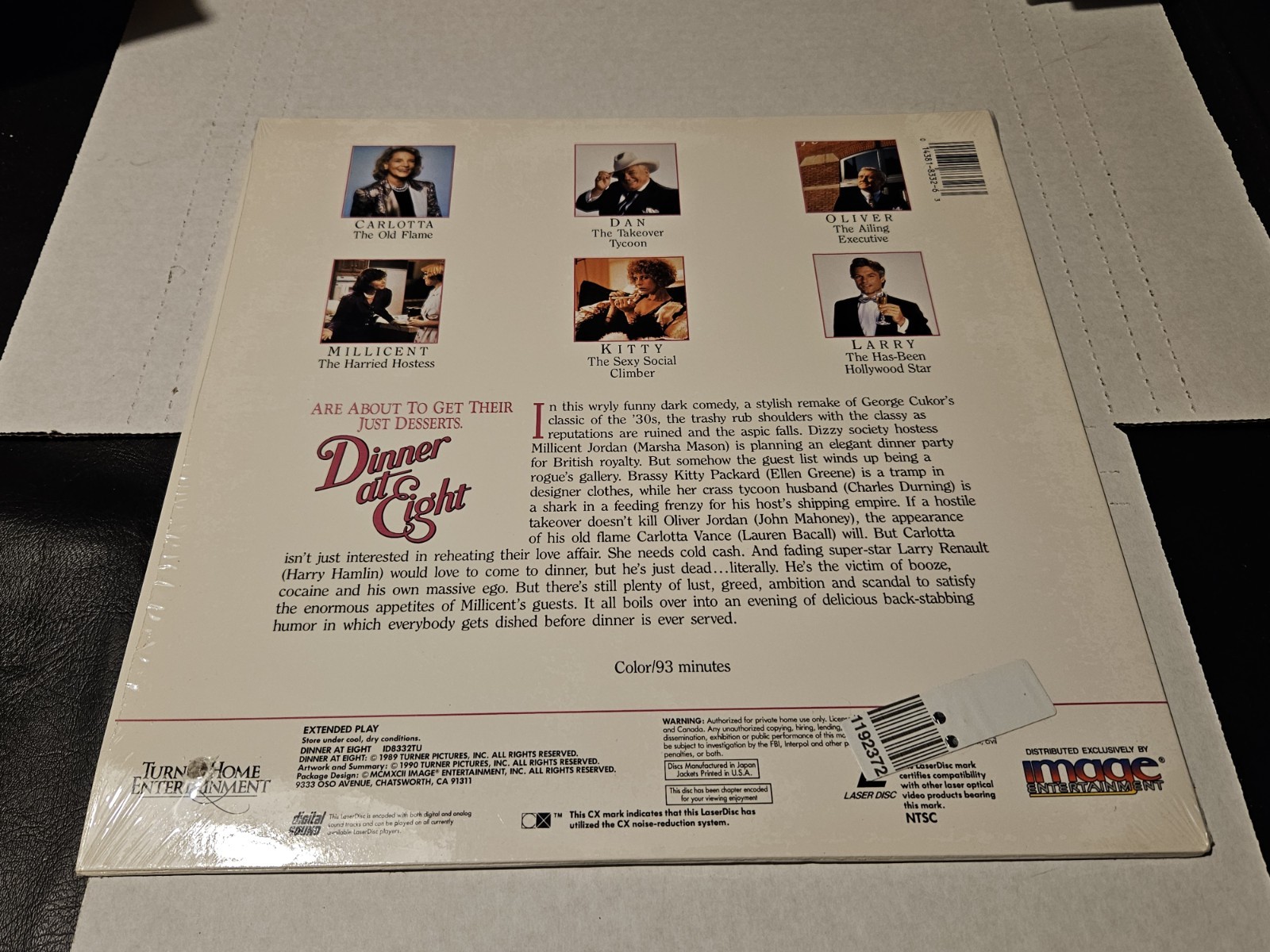 Dinner At Eight (1989) Laserdisc Lauren Bacall