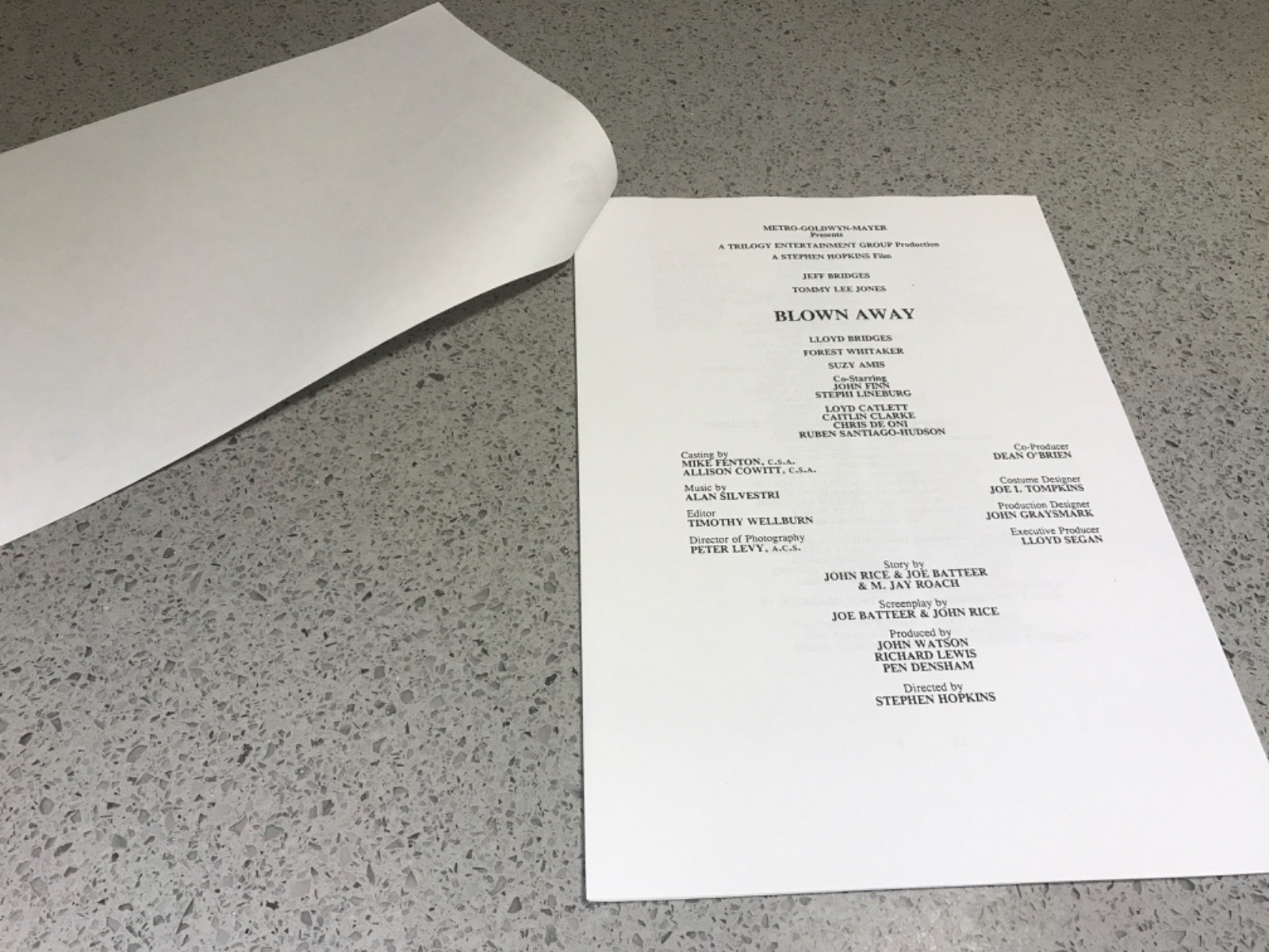 BLOWN AWAY Tommy Lee Jones CINEMA MOVIE PRESS KIT Production Notes & Photos 1994