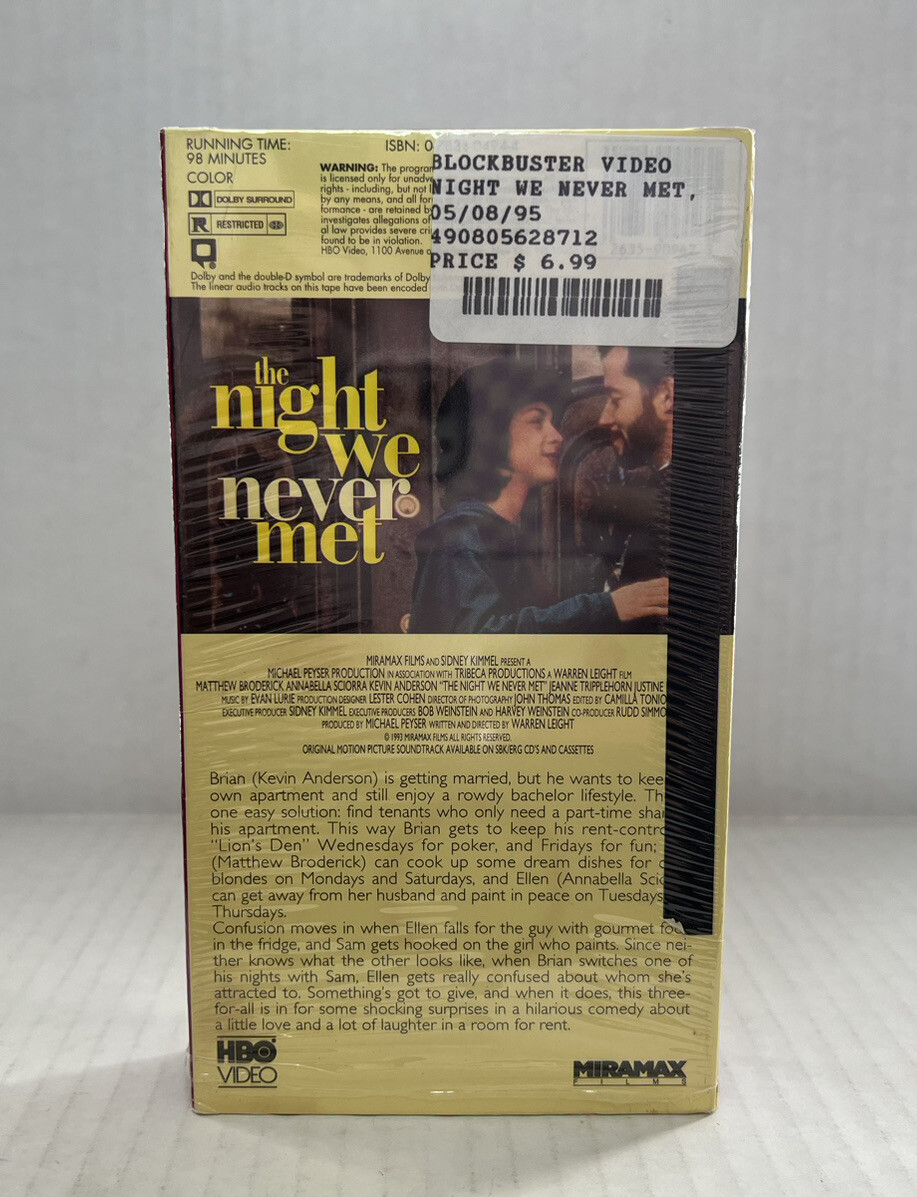 The Night We Never Met (VHS, 1993) Matthew Broderick Sealed Rare!