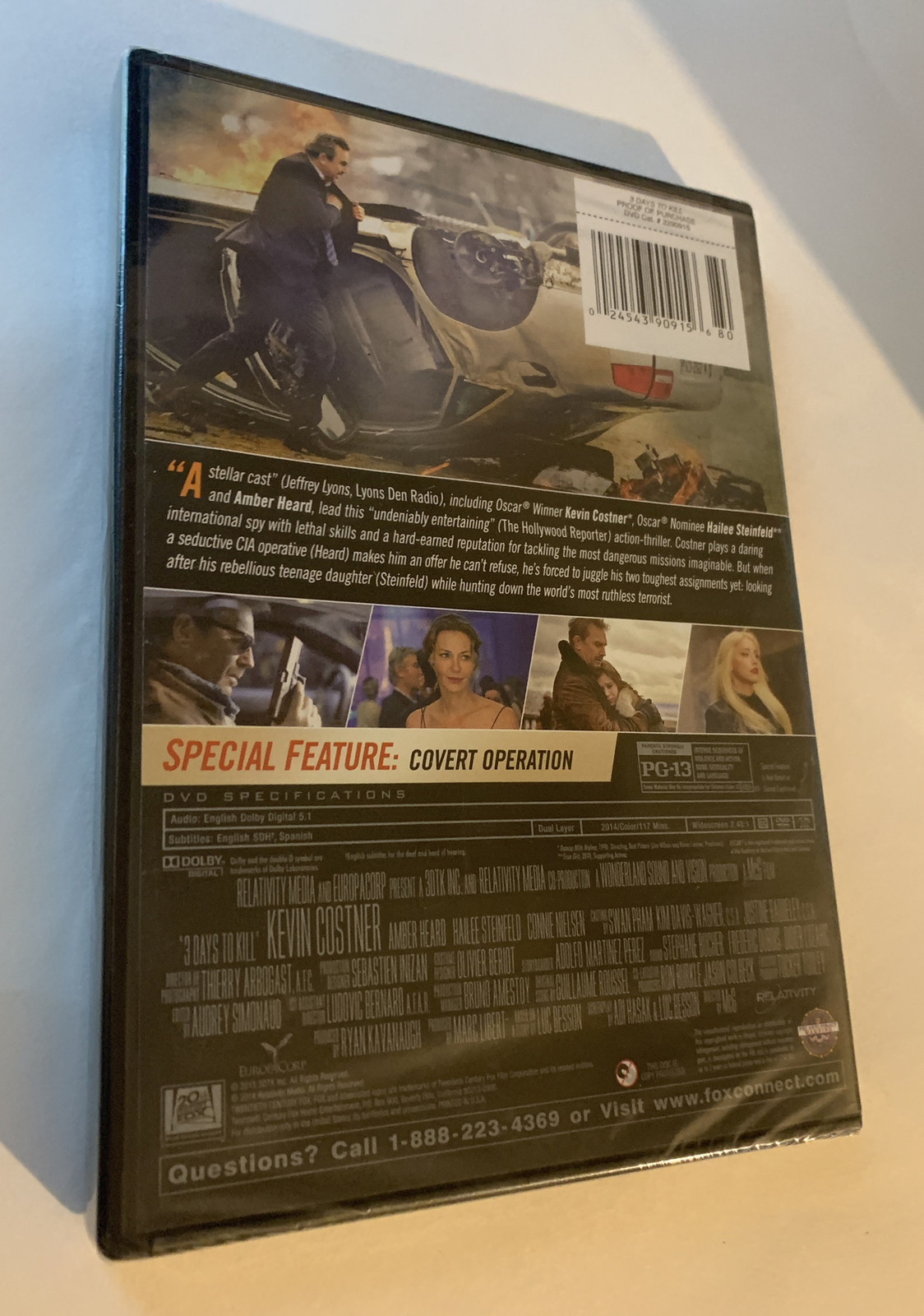 3 Days to Kill (DVD, 2014) Kevin Costner/Amber Heard