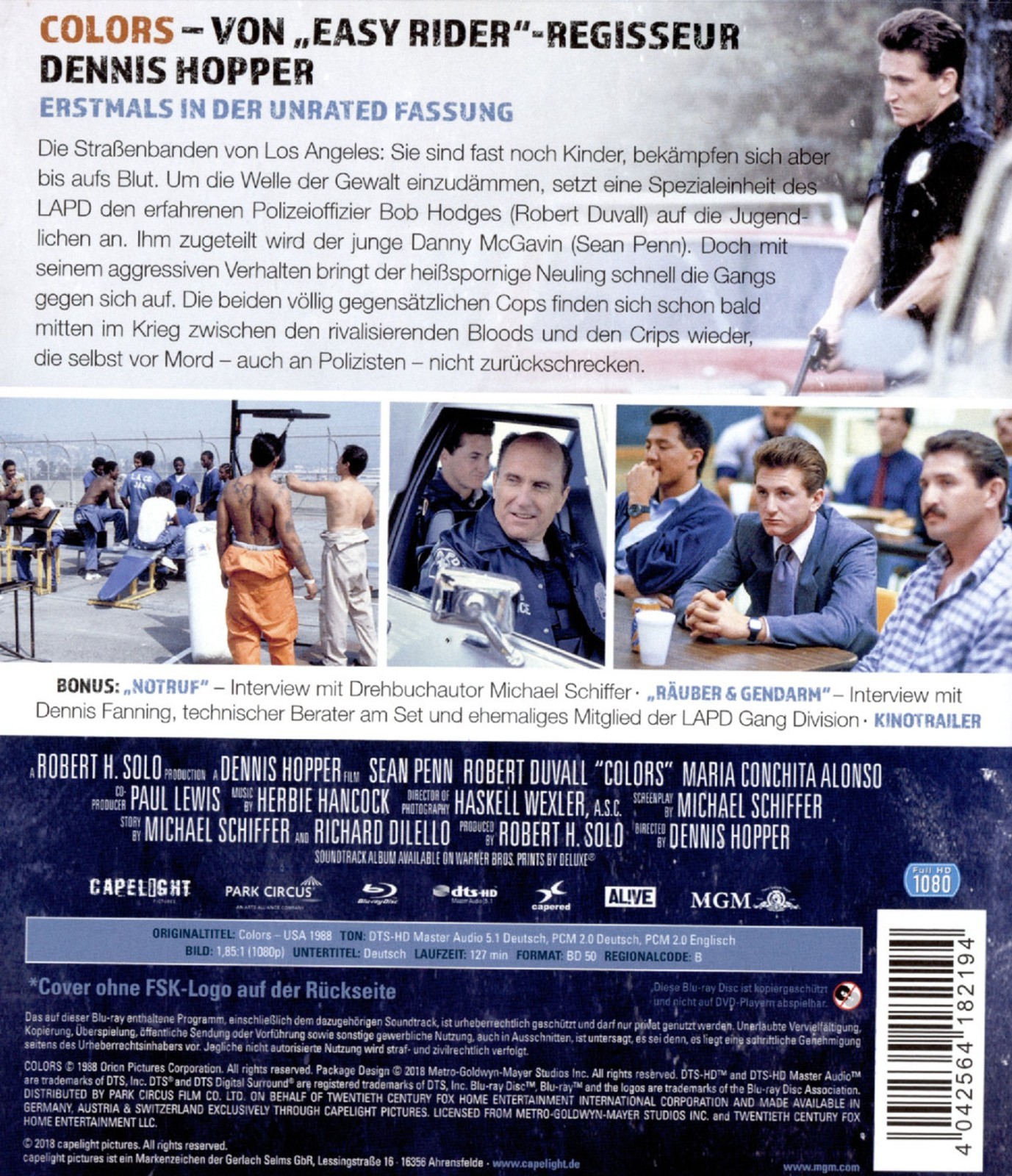 COLORS (1988) Robert Duvall Blu-Ray NEW (German Package has English Audio)