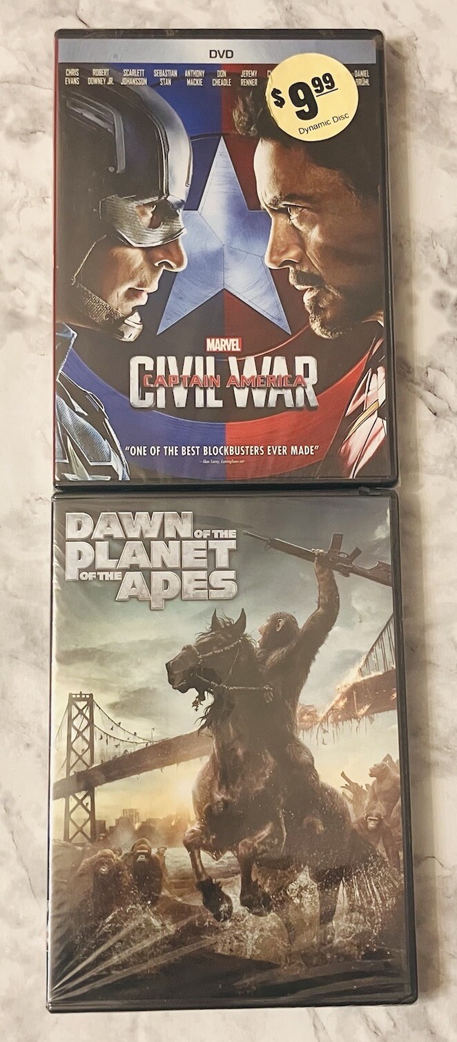 Sealed DVD Lot: Captain America Civil War | Dawn of the Planet of the Apes | NEW