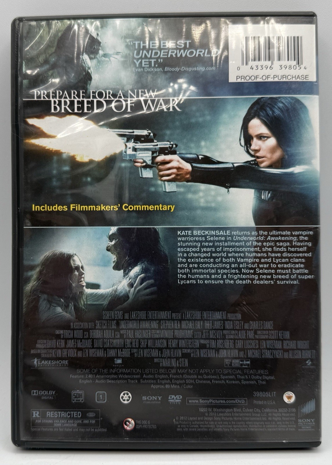 Underworld: Awakening DVD Widescreen Kate Beckinsale Stephen Rea 2012