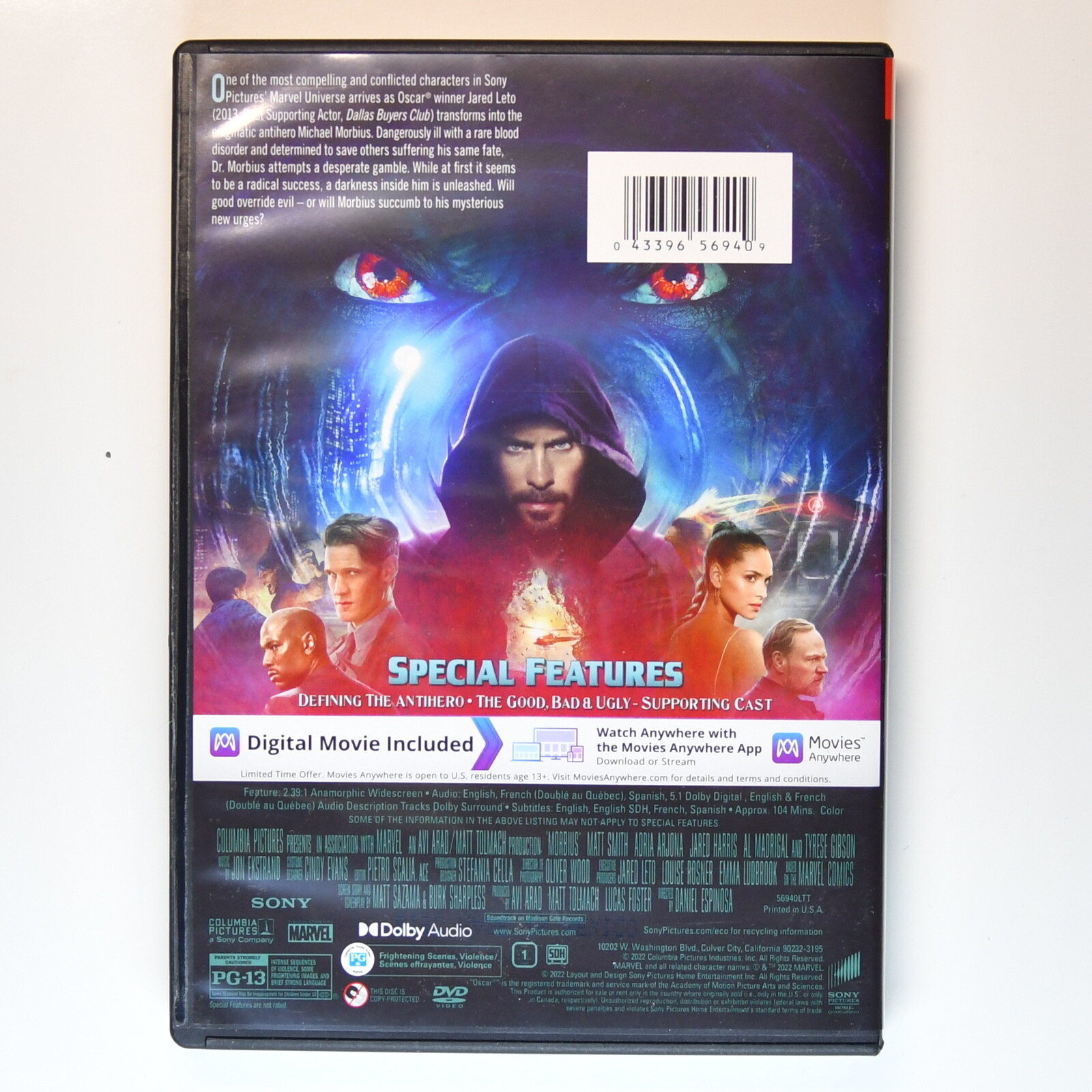 Morbius DVD Marvel 2022 Jared Leto Matt Smith