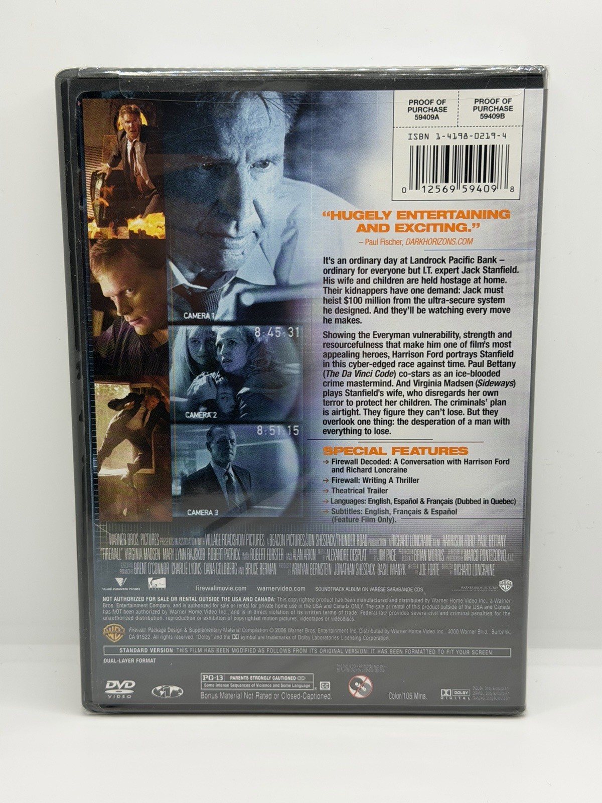 Firewall Full Screen New / Sealed DVD Movie Harrison Ford
