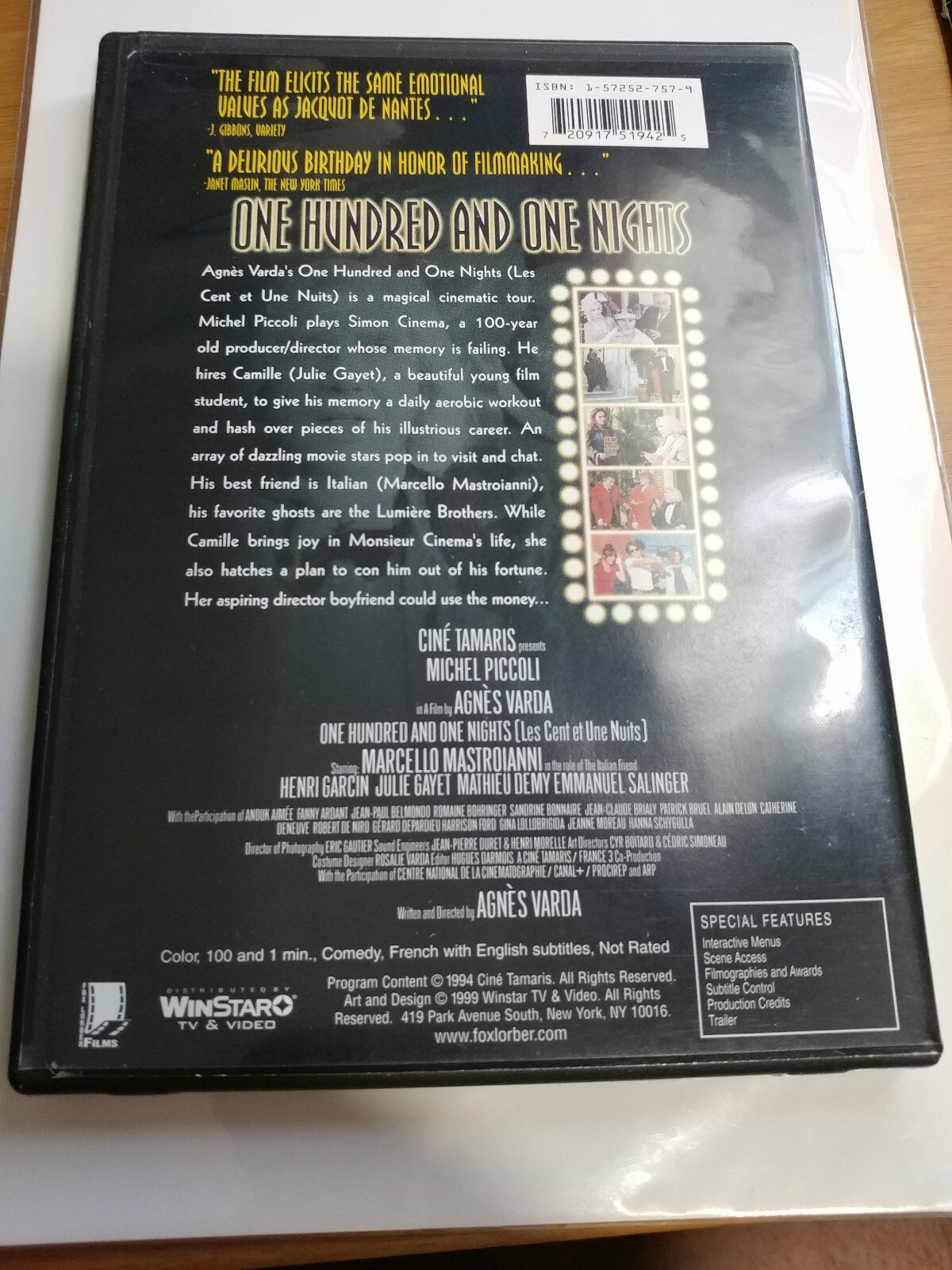 One Hundred and One Nights-DVD-Agnes Varda, Michel Piccoli-Rare-OOP-WinStar