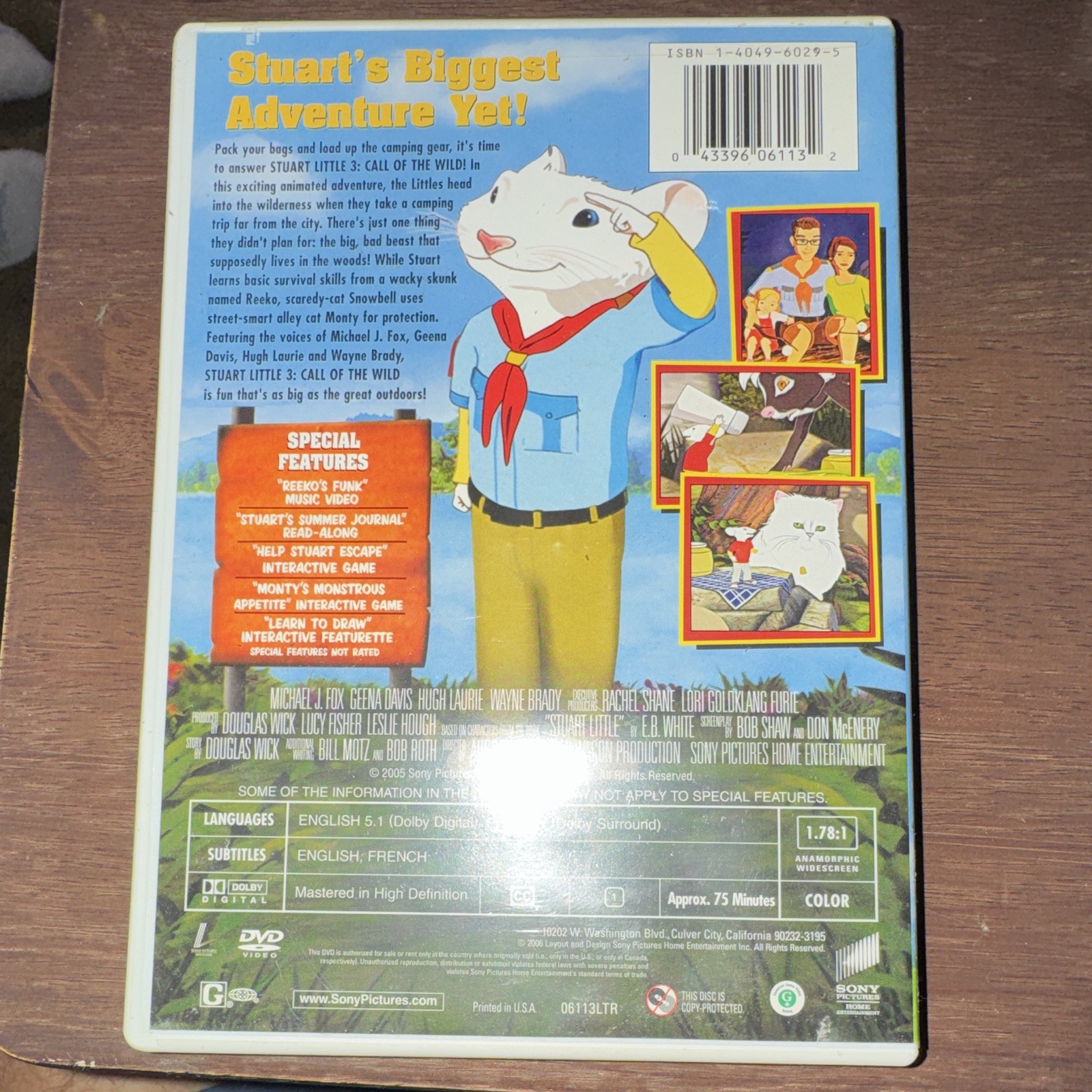 Sony Pictures Stuart Little 3: Call of the Wild DVD Special Ed G 2006 75min