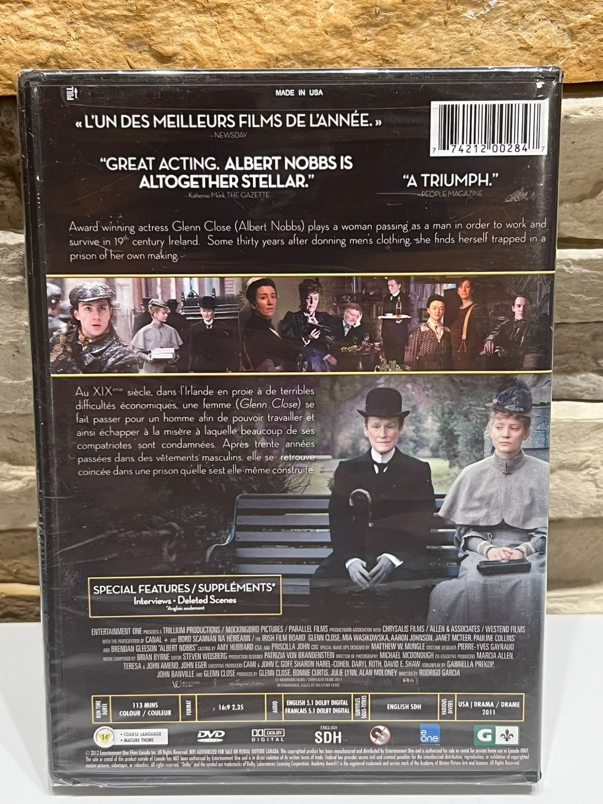ALBERT NOBBS 2011: GLENN CLOSE AARON JOHNSON ENGLISH SDH COLOR NEW & SEALED DVD