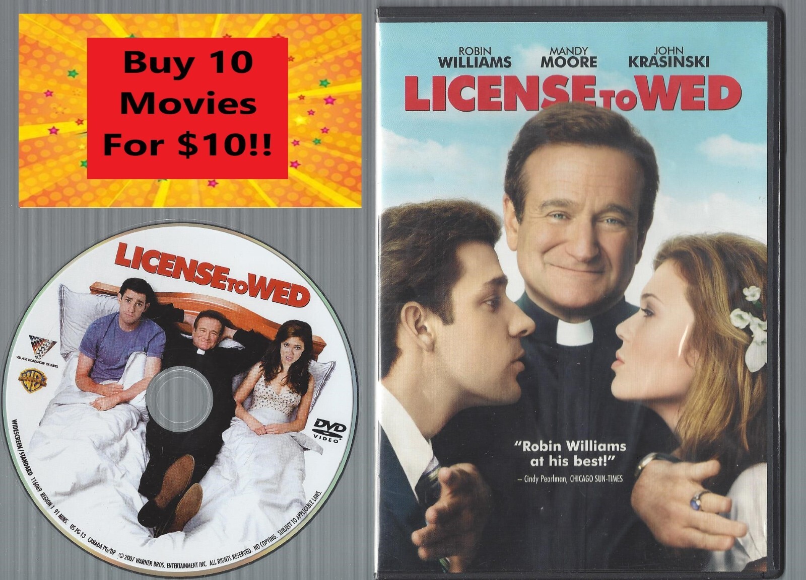 License to Wed (DVD, 2007) John Krasinski Robin Williams Disc & Cover Art Only