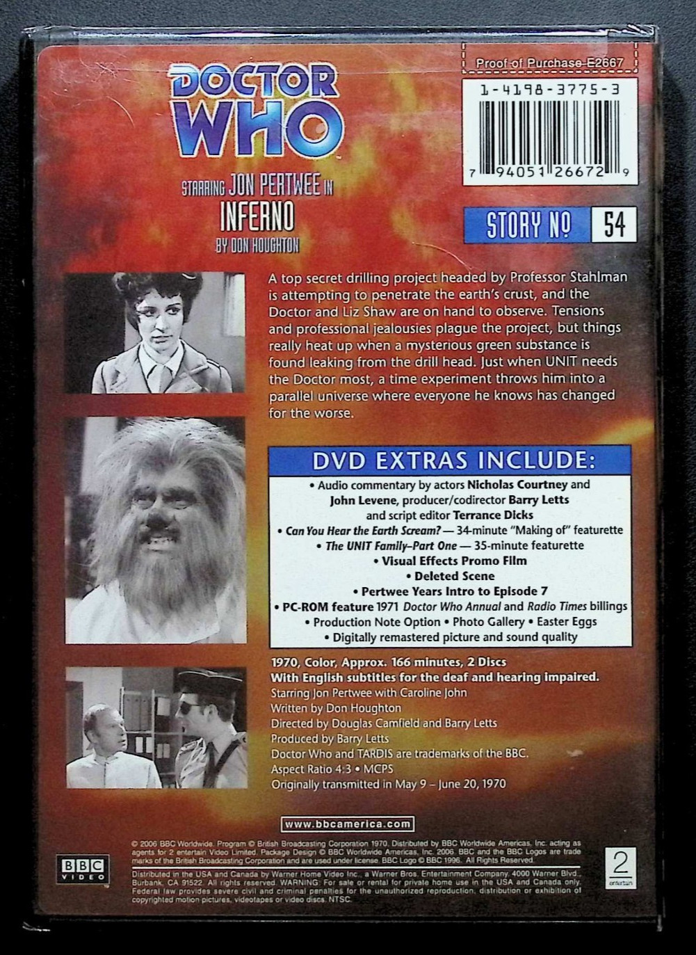 Doctor Who Inferno DVD BBC Video Brand New Factory Sealed