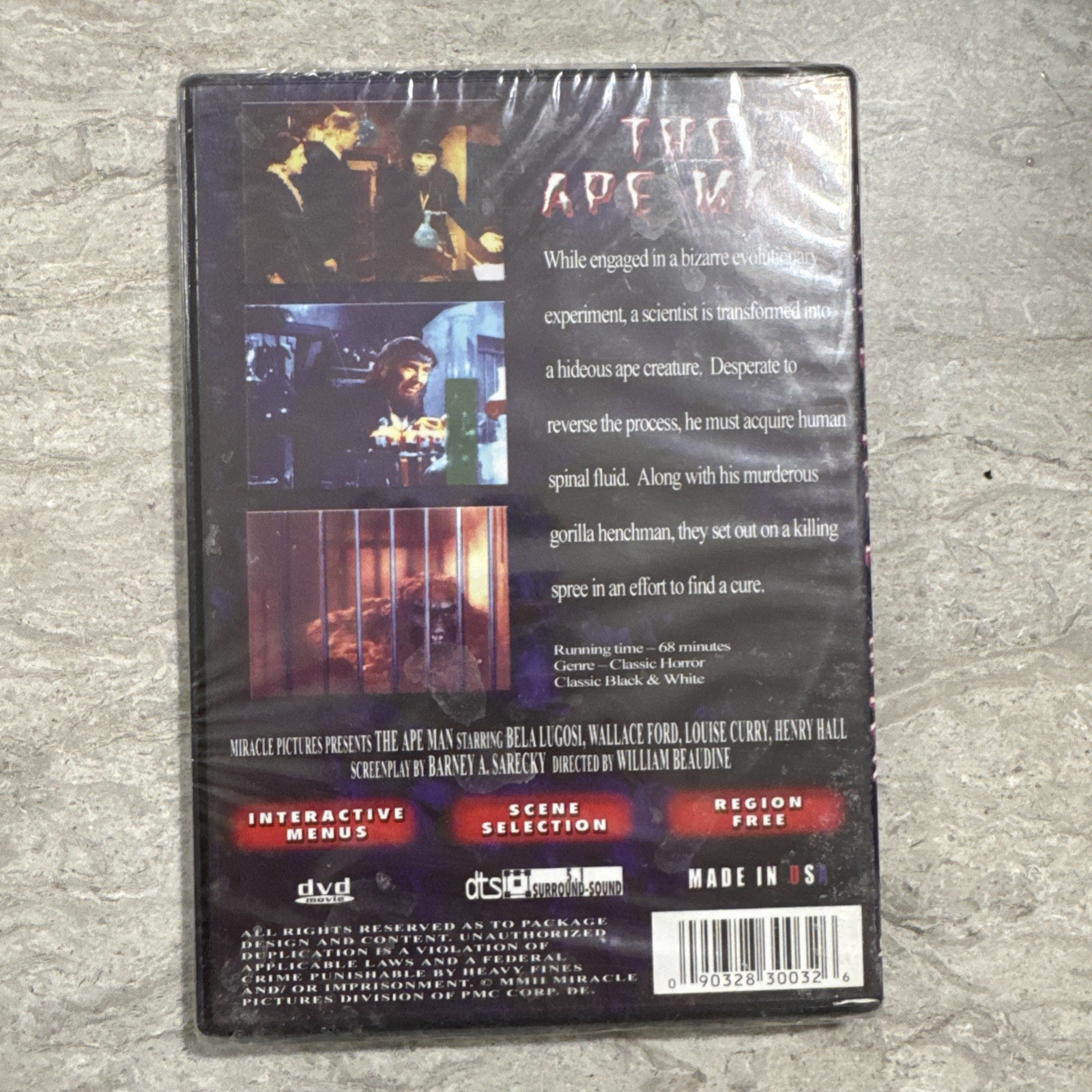 Apeman , The (DVD, 2002 Miracle Pictures) NEW SEALED
