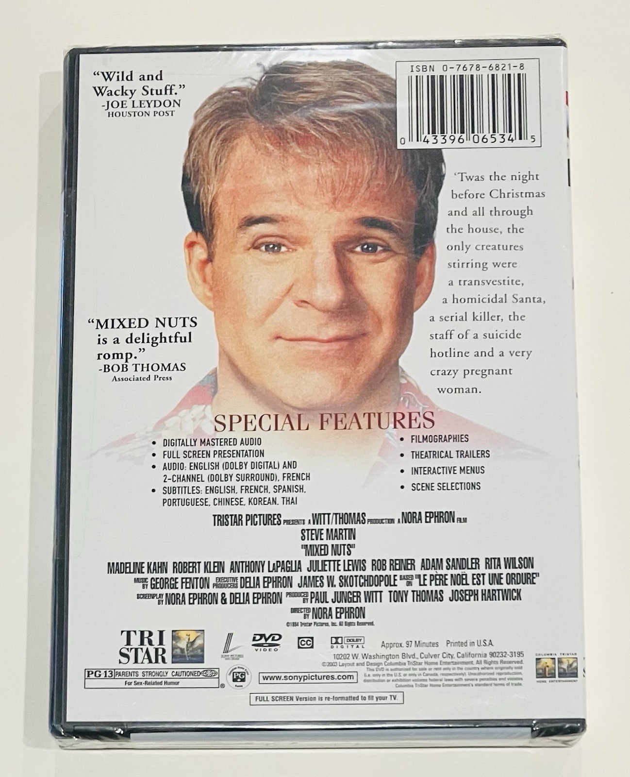Mixed Nuts DVD 1994 Steve Martin Nora Ephron Adam Sandler Christmas Comedy NEW