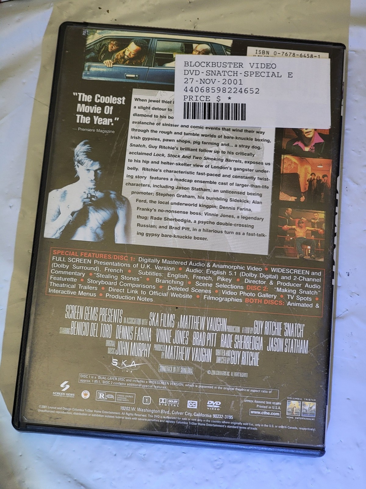 Snatch (DVD, 2001, 2-Disc Special Edition) Guy Ritchie Brad Pitt Jason Statham