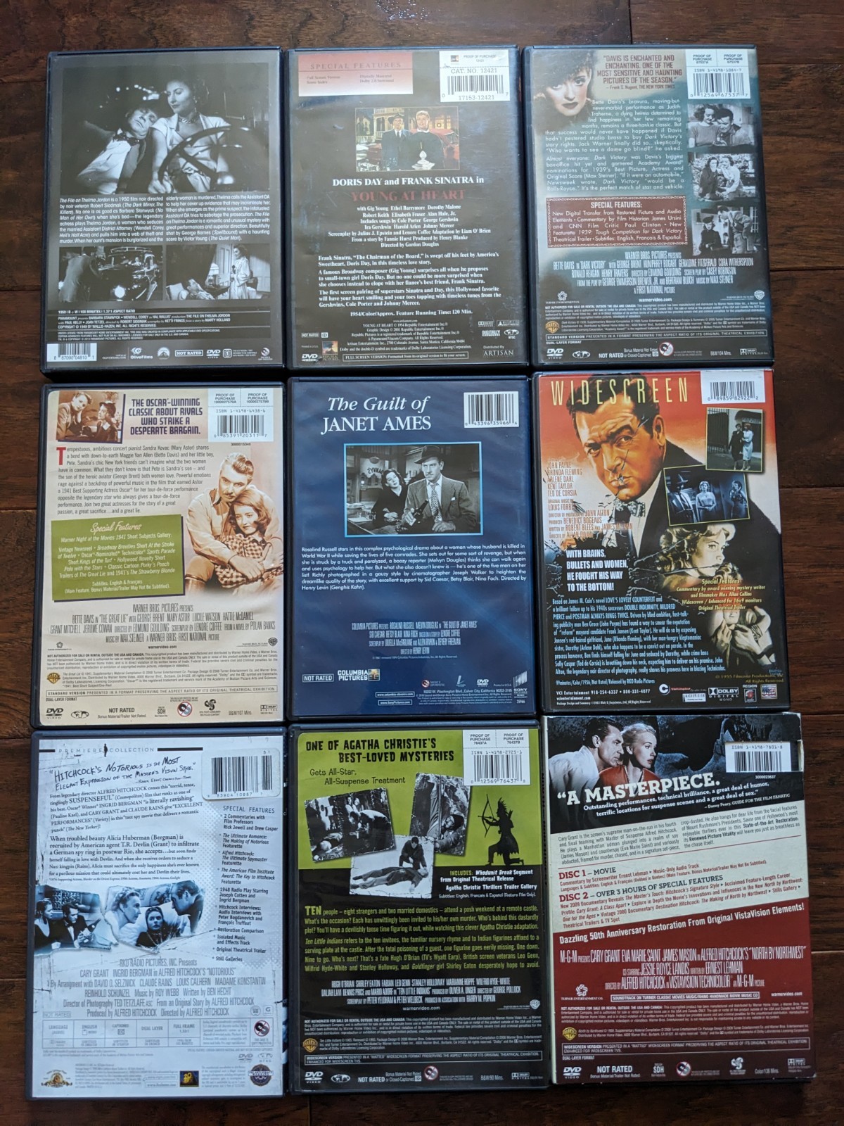 DVD Classic Noir DVD 9 Movie Lot Sinatra Bette Davis Agatha Christie Etc
