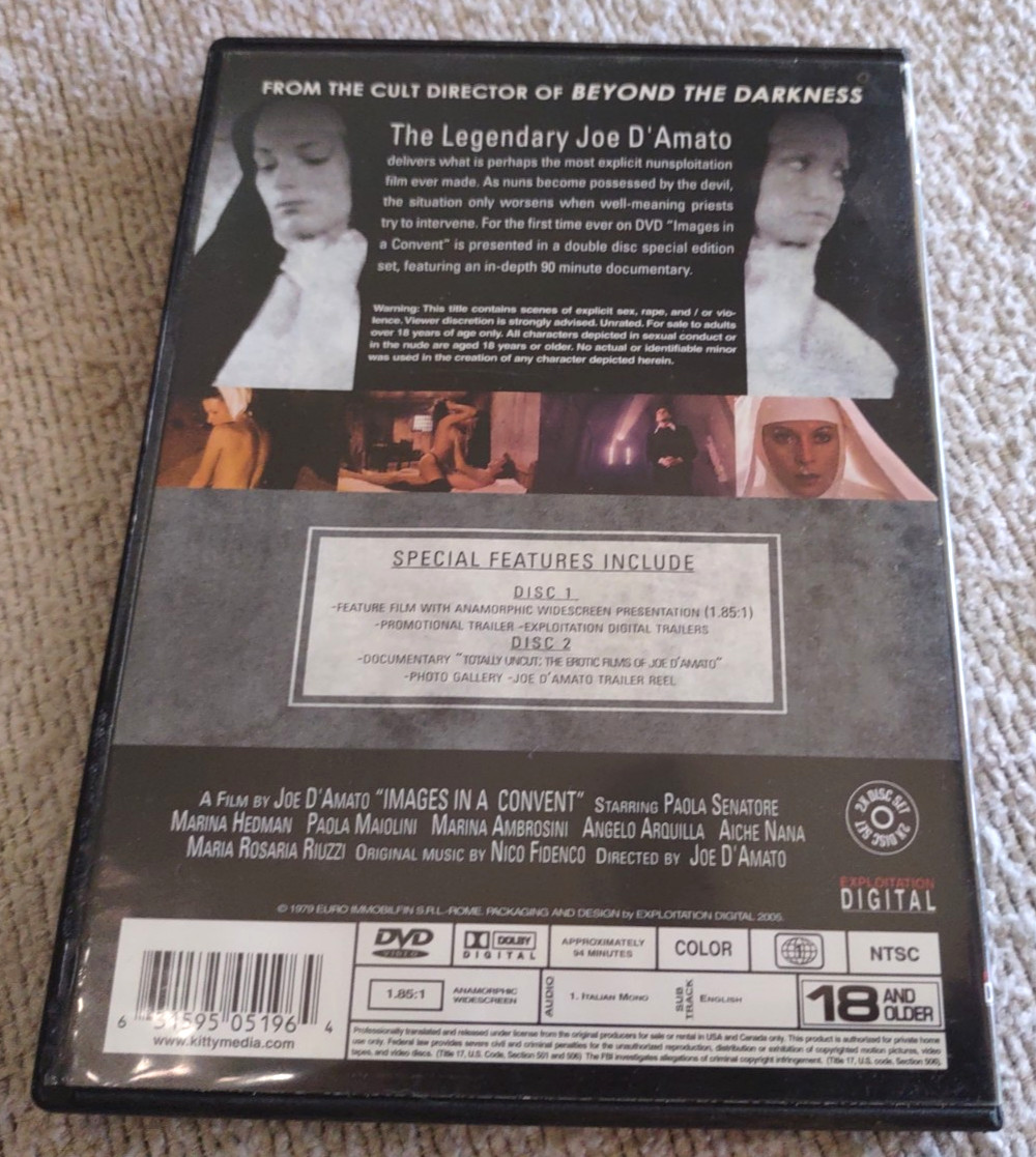 Images in a Convent DVD 2005 VG+ Discs Joe D’amato