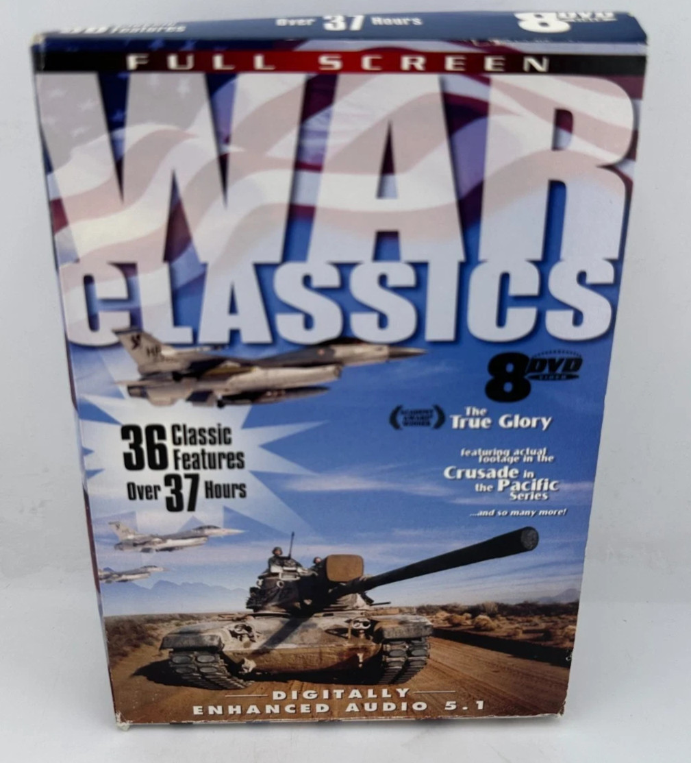 War Classics 8 DVD Box Set 36 Features 37 Hours Full Screen Audio 5.1 NEW SEALED