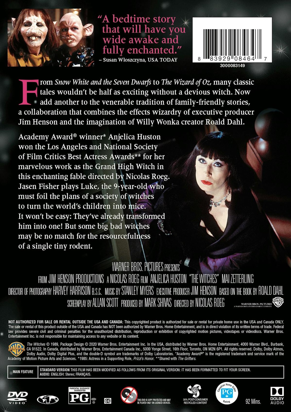 The Witches DVD Anjelica Huston NEW