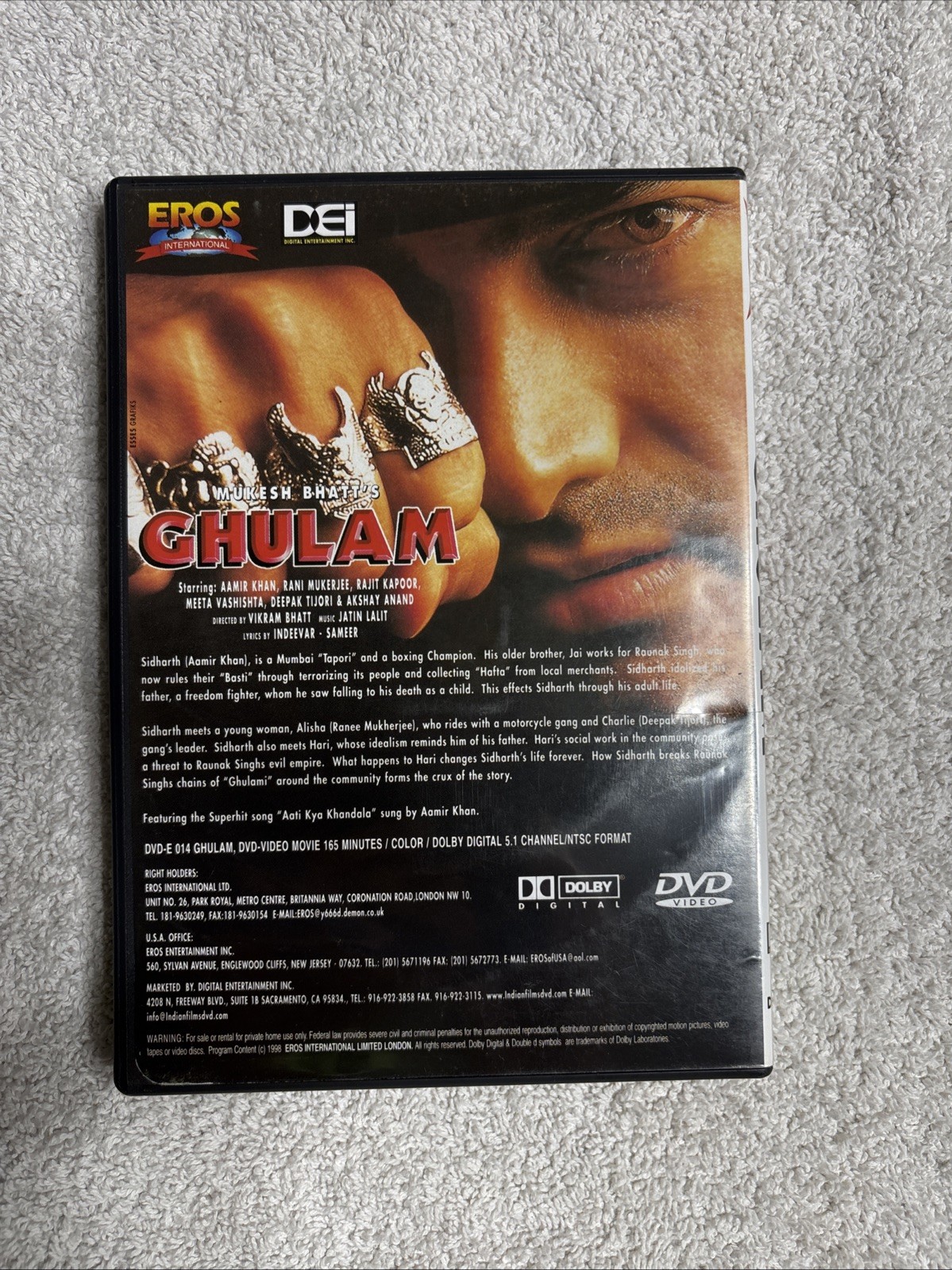 Ghulam – Original Bollywood DVD Indian Movie – Aamir Khan Rani