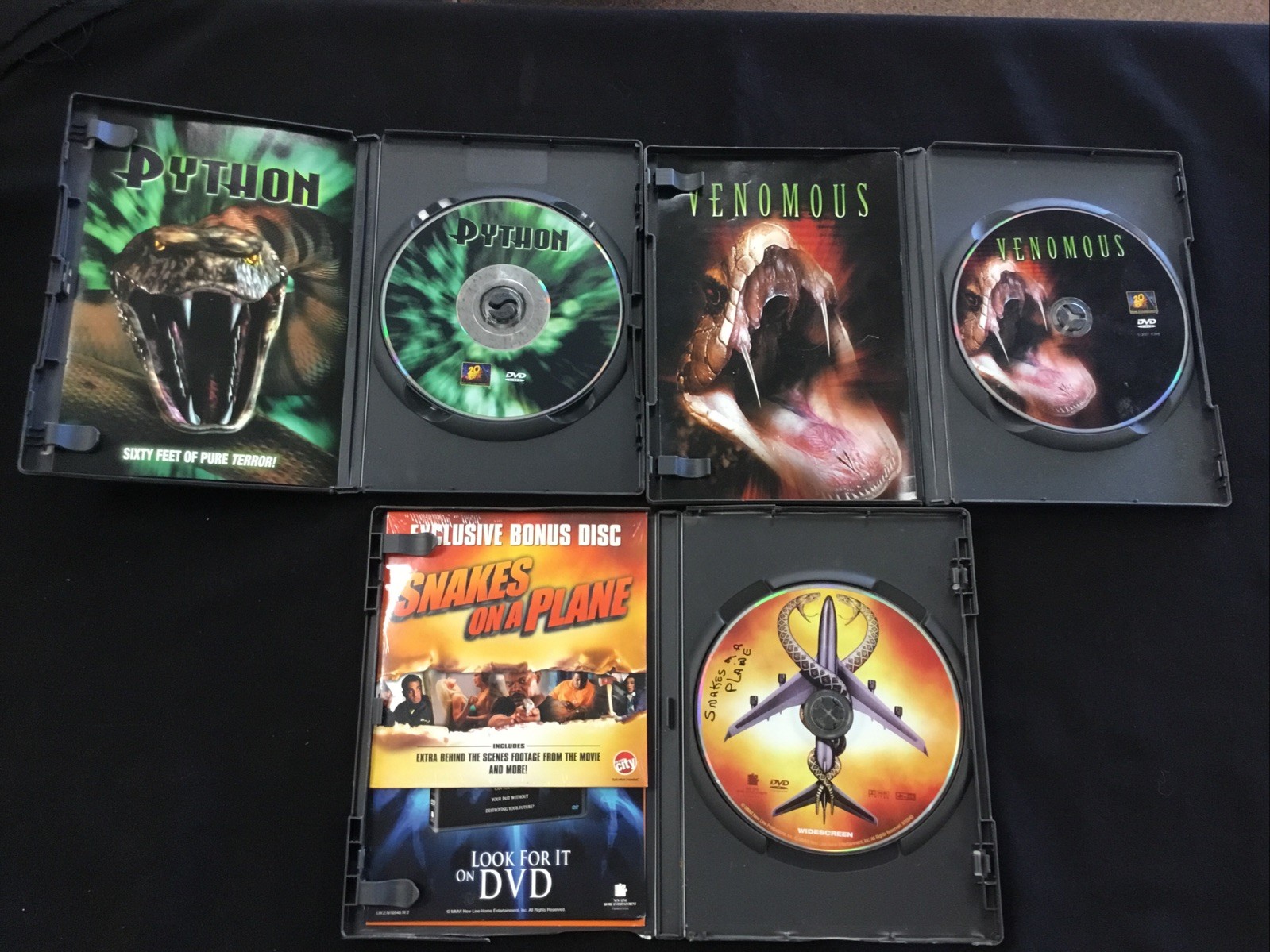 Venomous + Python + Snakes On A Plane – Snake 3 DVD Lot FREE SHIPPING