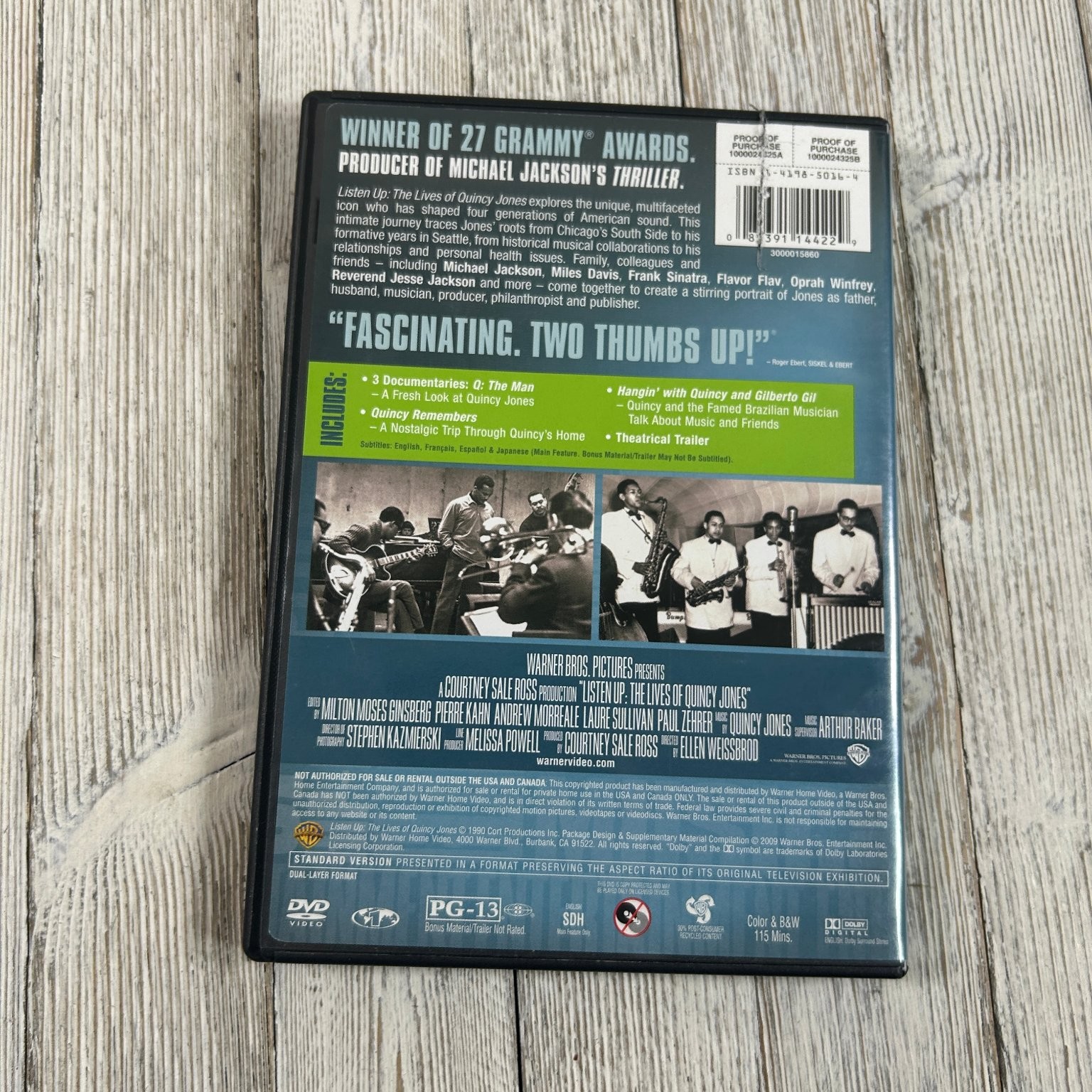 Listen Up: The Lives of Quincy Jones DVD 1990 Michael Jackson Miles Davis Frank