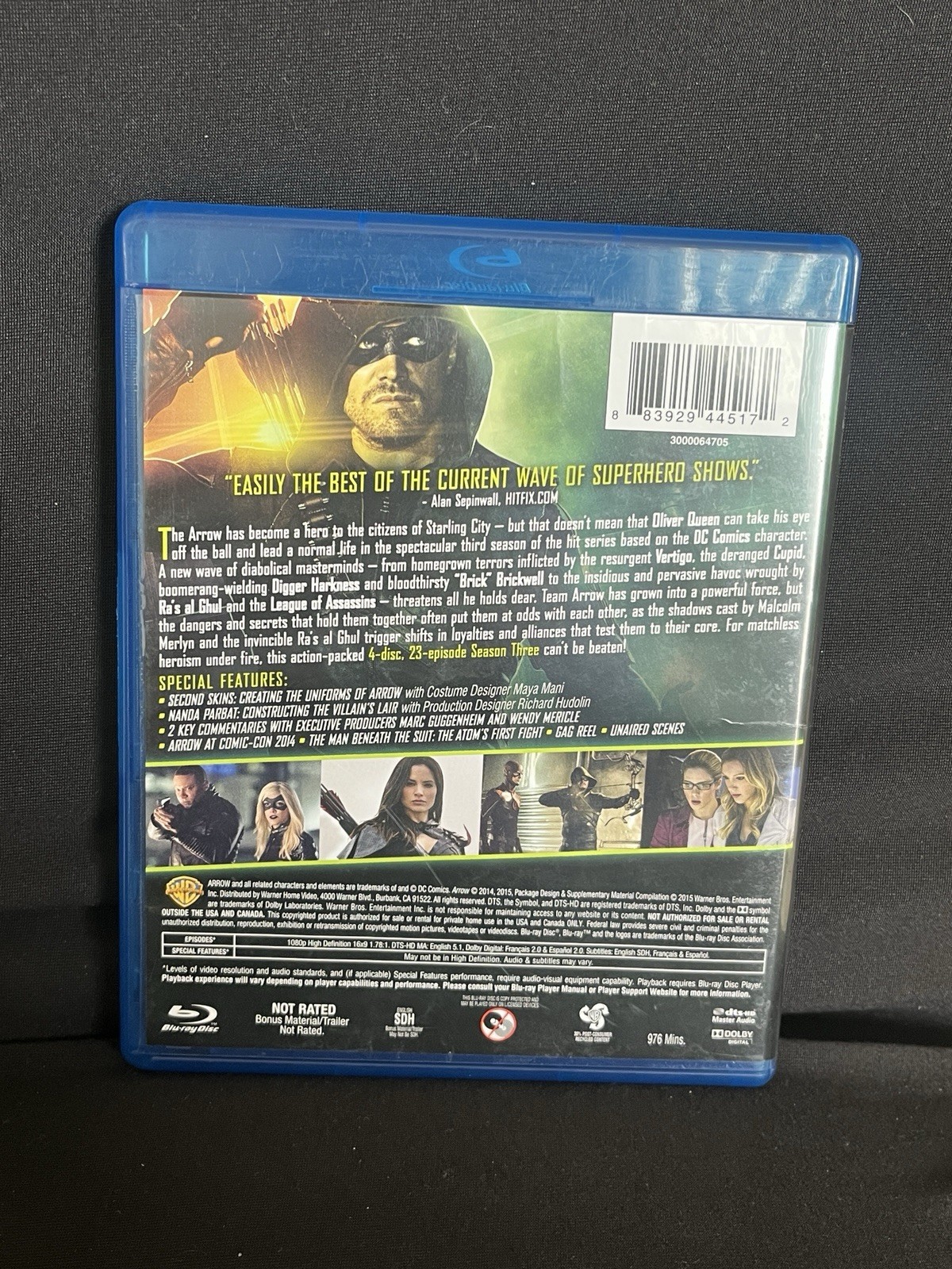 Arrow Third Season Bluray DC Comics Tv Series Stephen Amell Complete 4 Disc Set