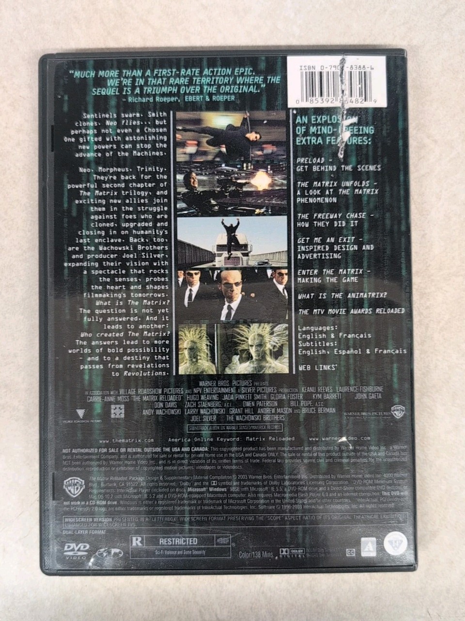 The Matrix Reloaded (DVD, 2003, 2-Disc Set) Keanu Reeves **Buy 2 Get 1 Free**