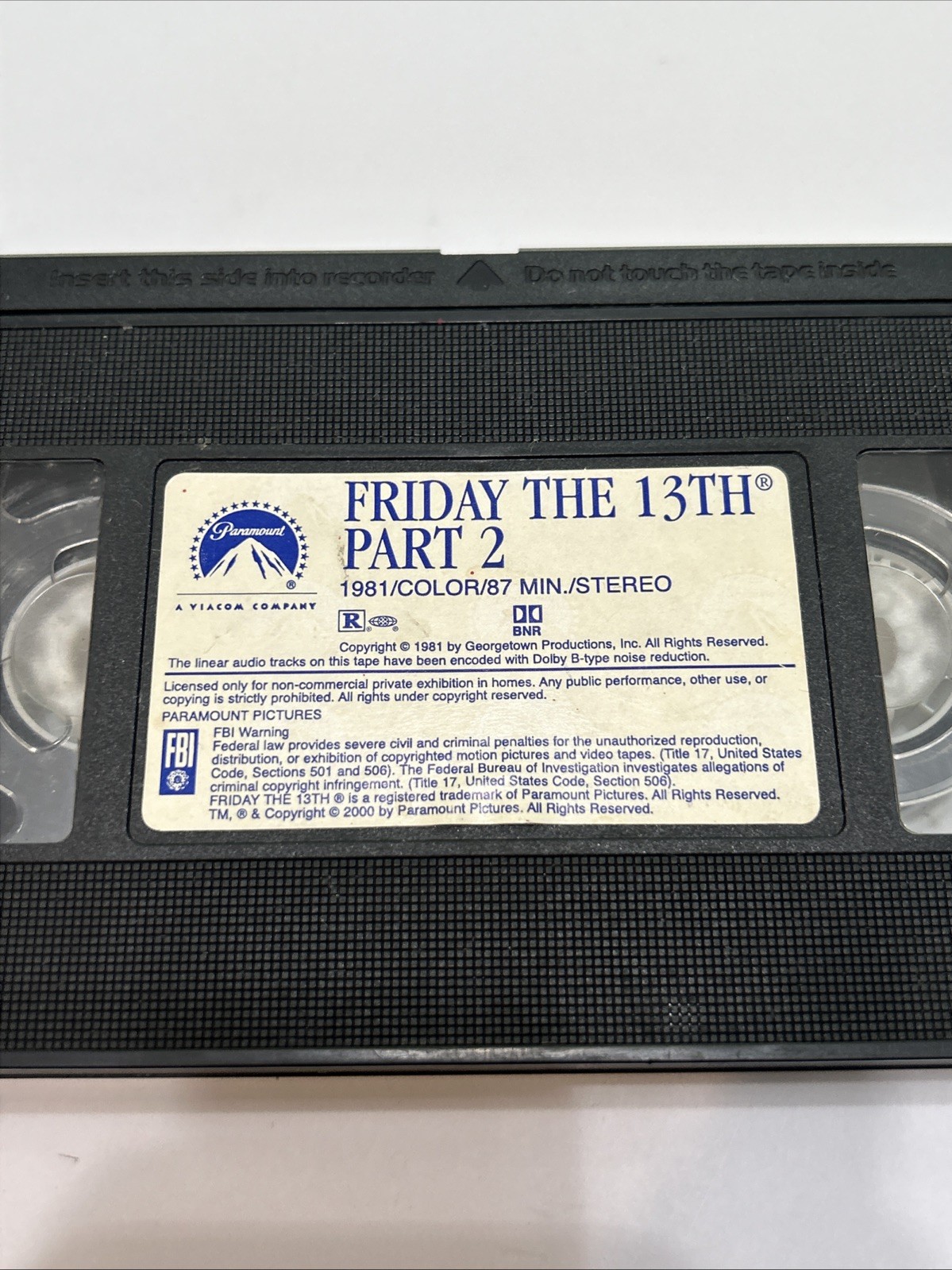 Friday the 13th Part 2 (VHS, 1981) Tape Only “ No COVER” Untested