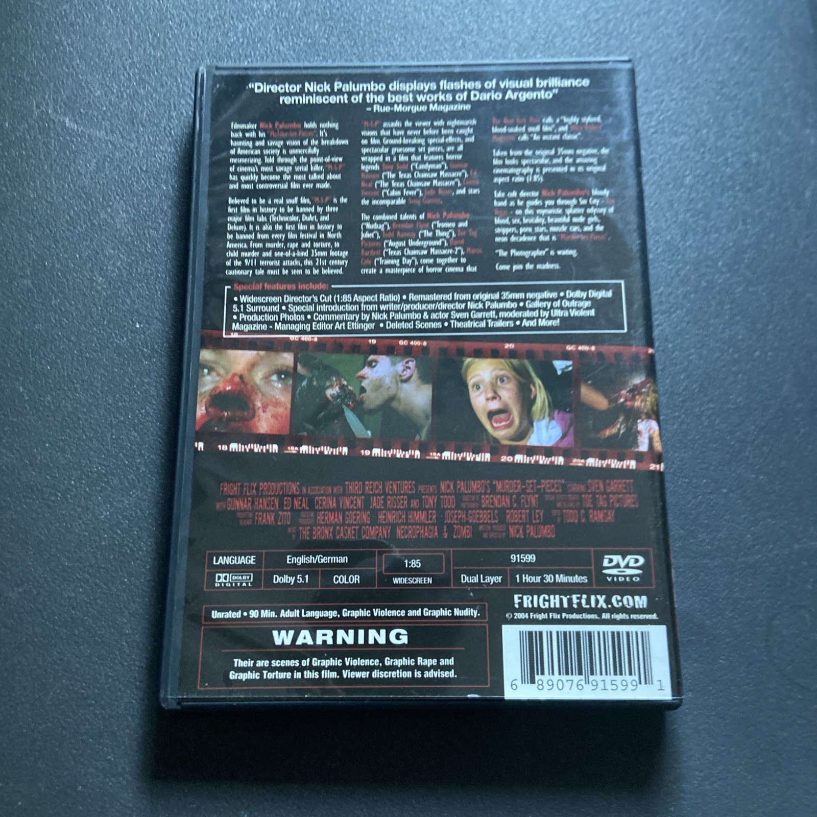 MURDER SET PIECES – DVD 2004 Unrated Director’s Cut – Rare -ToeTag Pictures