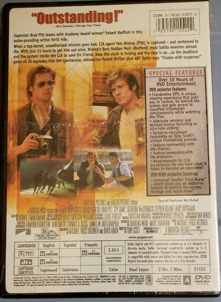 BRAND NEW! Spy Game (DVD, 2002, Widescreen Collectors Edition) FREE SHIPPING