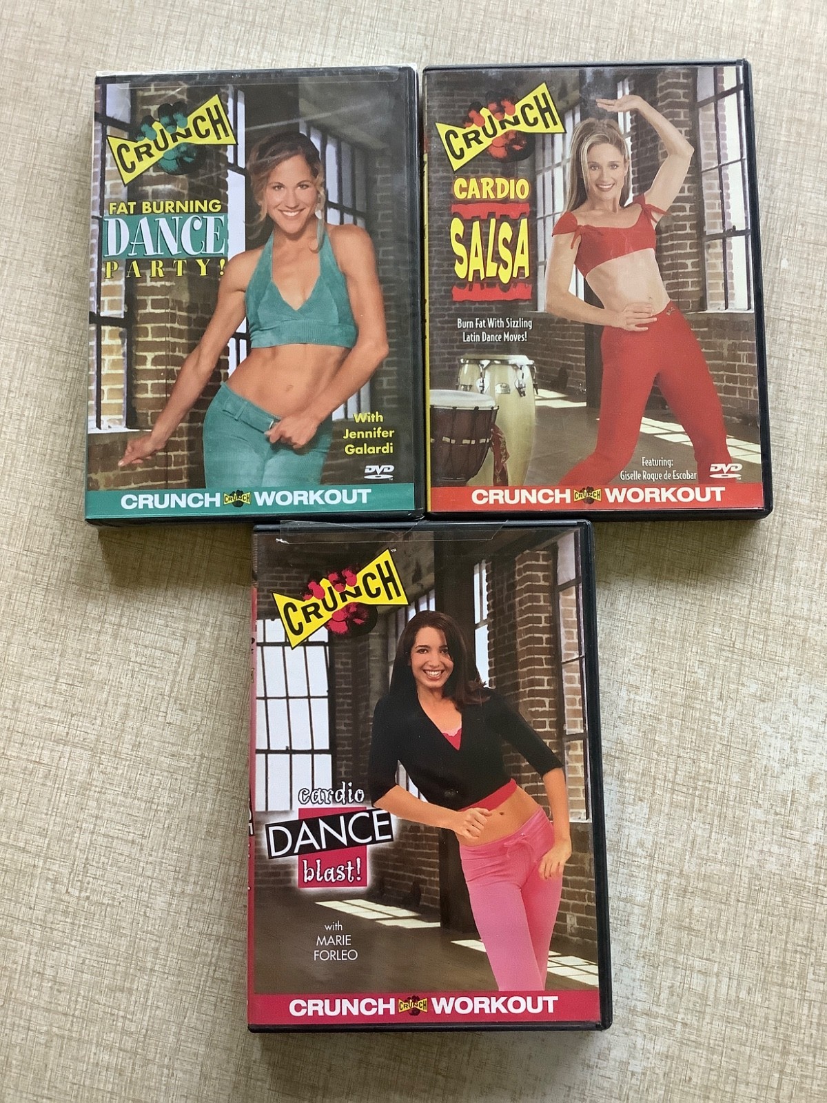 CRUNCH WORKOUT Lot of 7 DVDs Dance Boot Camp Fat Burning PILATES Ellen Barrett