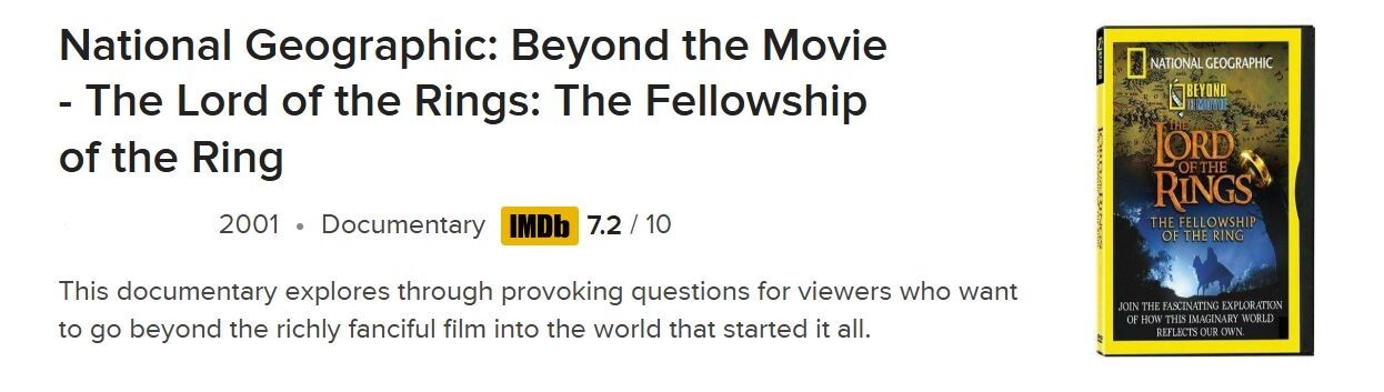 National Geographic Beyond the Movie The Lord of the Rings The Fellowship (DVD,2