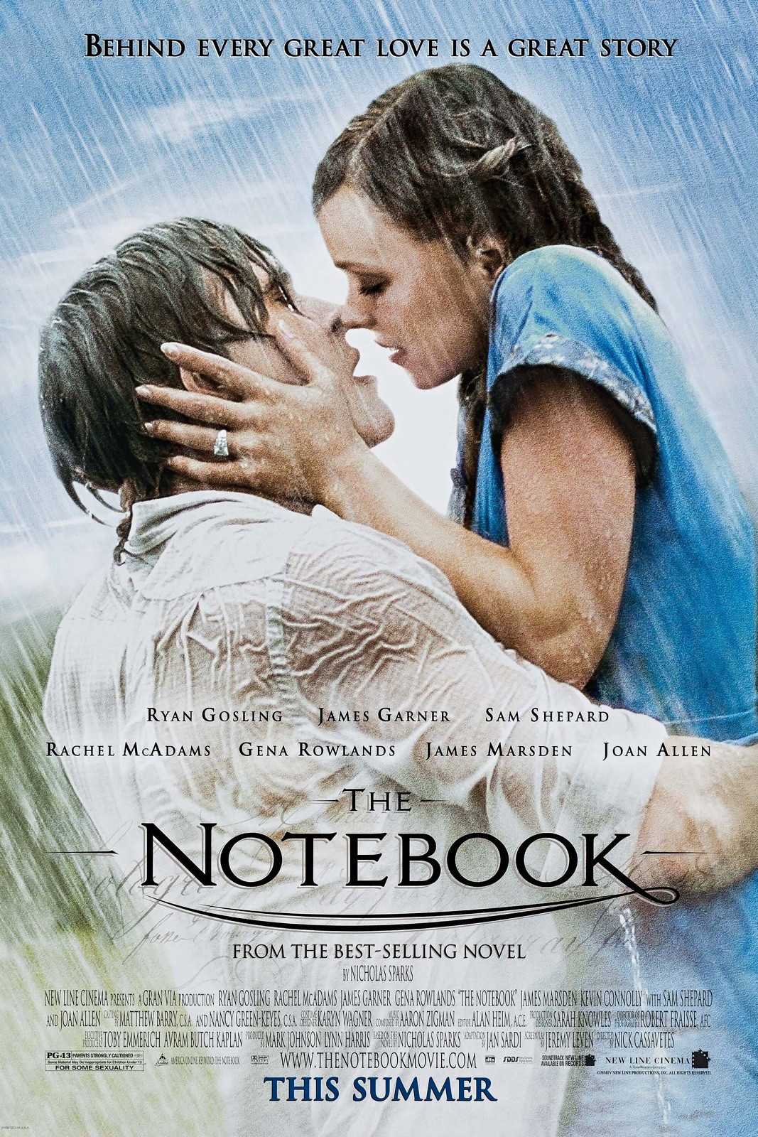 New Line Cinema The Notebook DVD PG-13 Gosling McAdams *Disc Only*