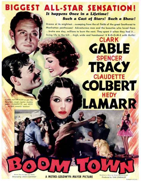 Boom Town poster in close-up Spencer Tracy Claudette Colbert Hedy – Old Photo