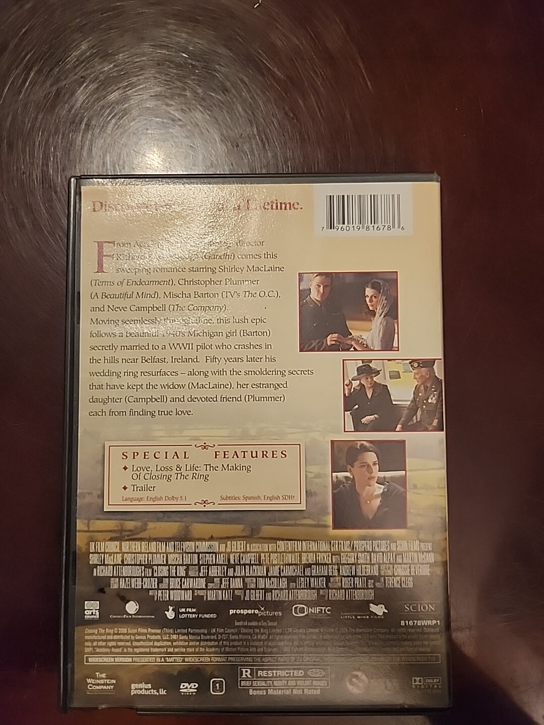 Closing the Ring (DVD, 2008) Shirley MacLaine, Christopher Plummer, Neve Campbel