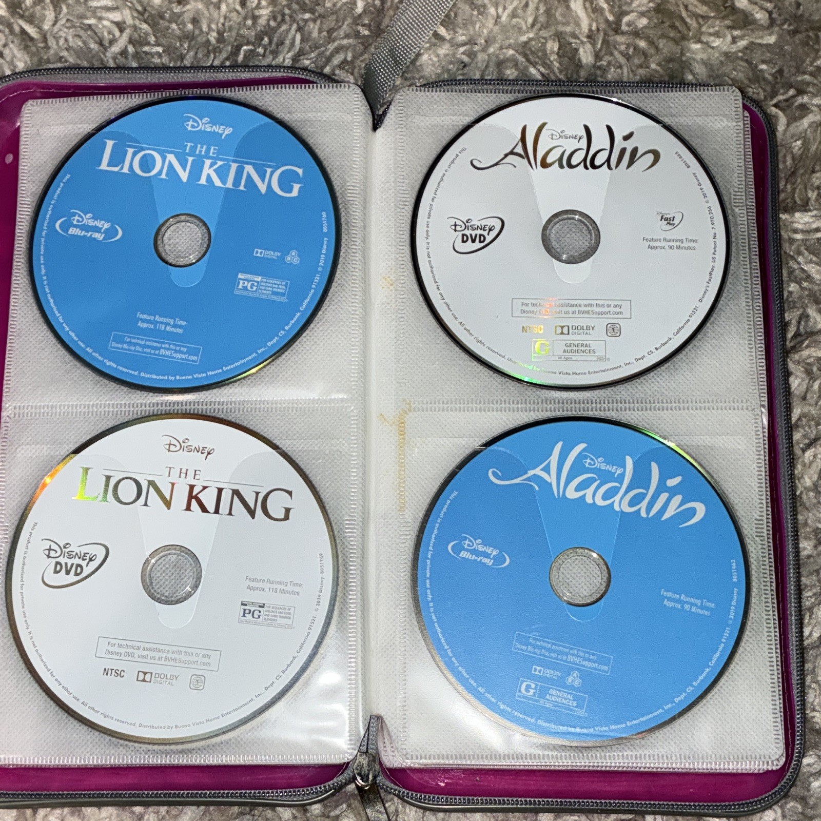 60+ Disney Mixed Lot DVDs & Blu-rays in Pink Zipper Binder Case
