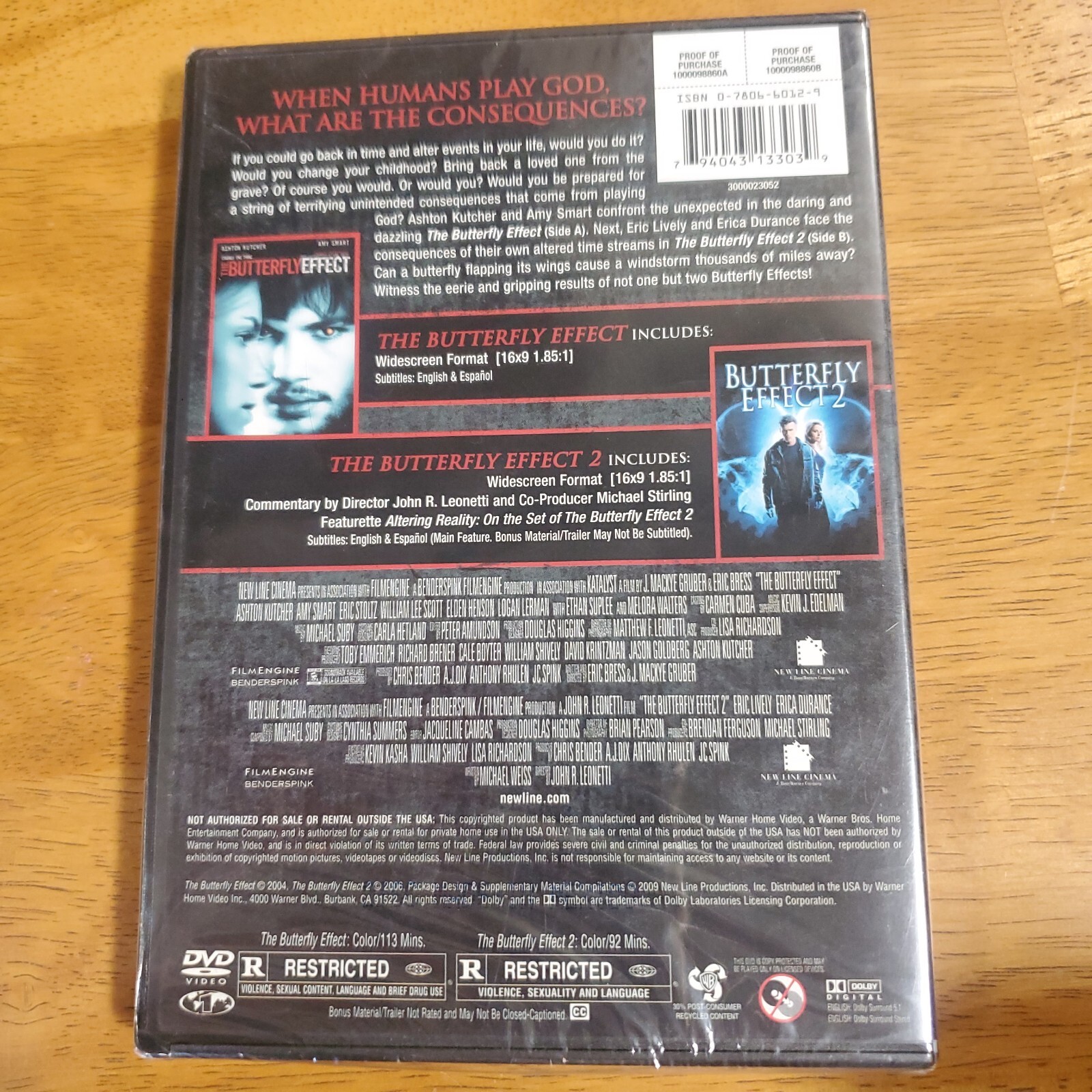 The Butterfly Effect Collection 1 & 2 DVD Set Ashton Kutcher Sci Fi Thriller
