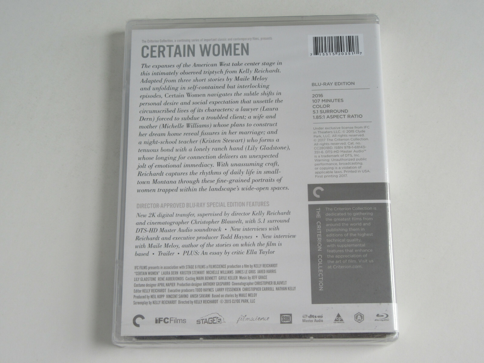 CERTAIN WOMEN (Blu-ray, Criterion Collection) Kelly Reichardt SIGNATURE STICKER!