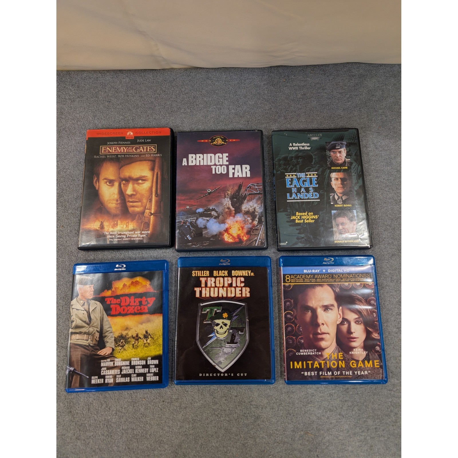 War Movie Lot 6 Films Enemy at the Gates Tropic Thunder Dirty Dozen Blu-ray DVD
