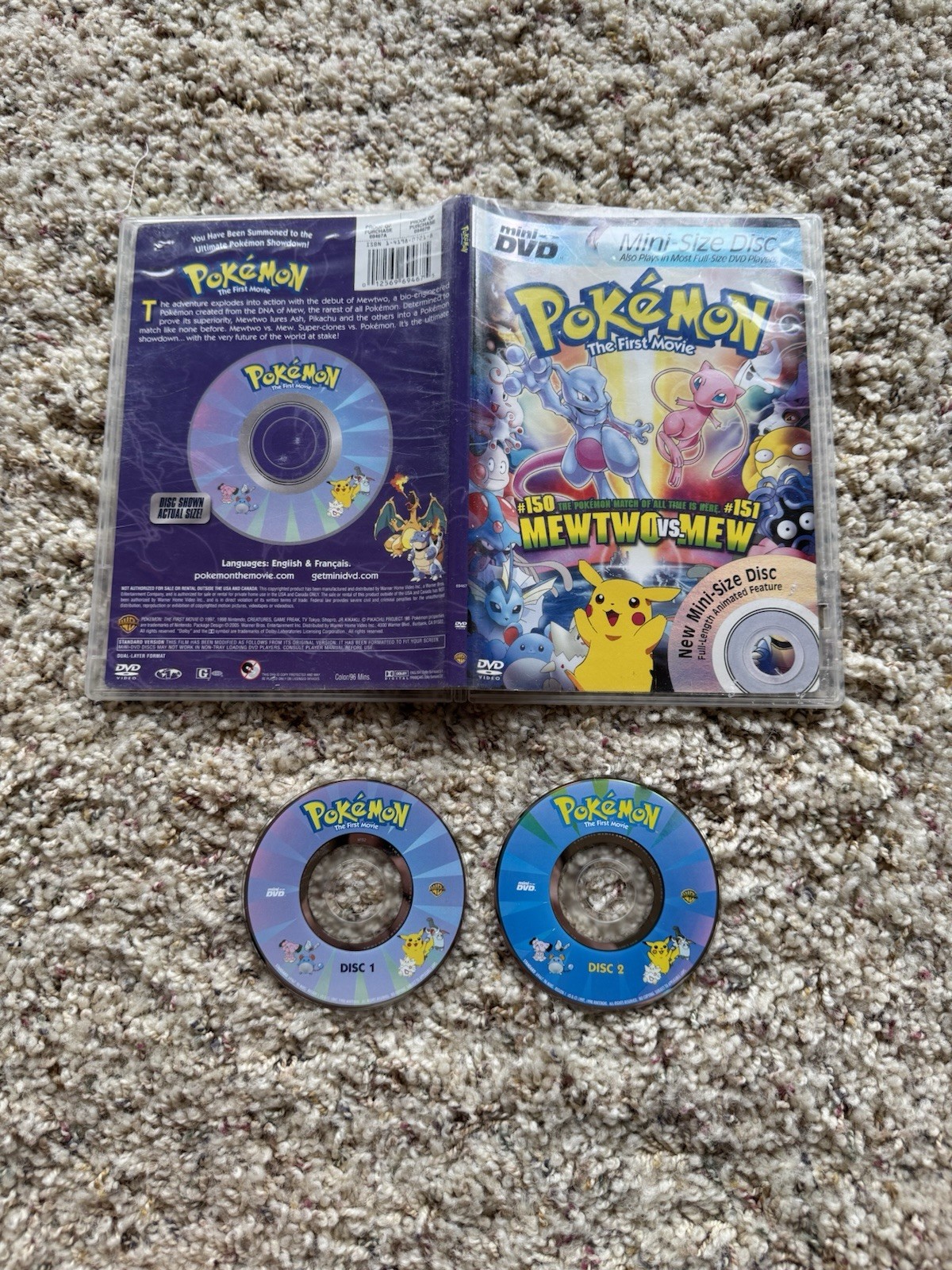 Pokémon the First Movie #150-#151 Mewtwo Vs Mew Mini Dvd Mini Size Discs