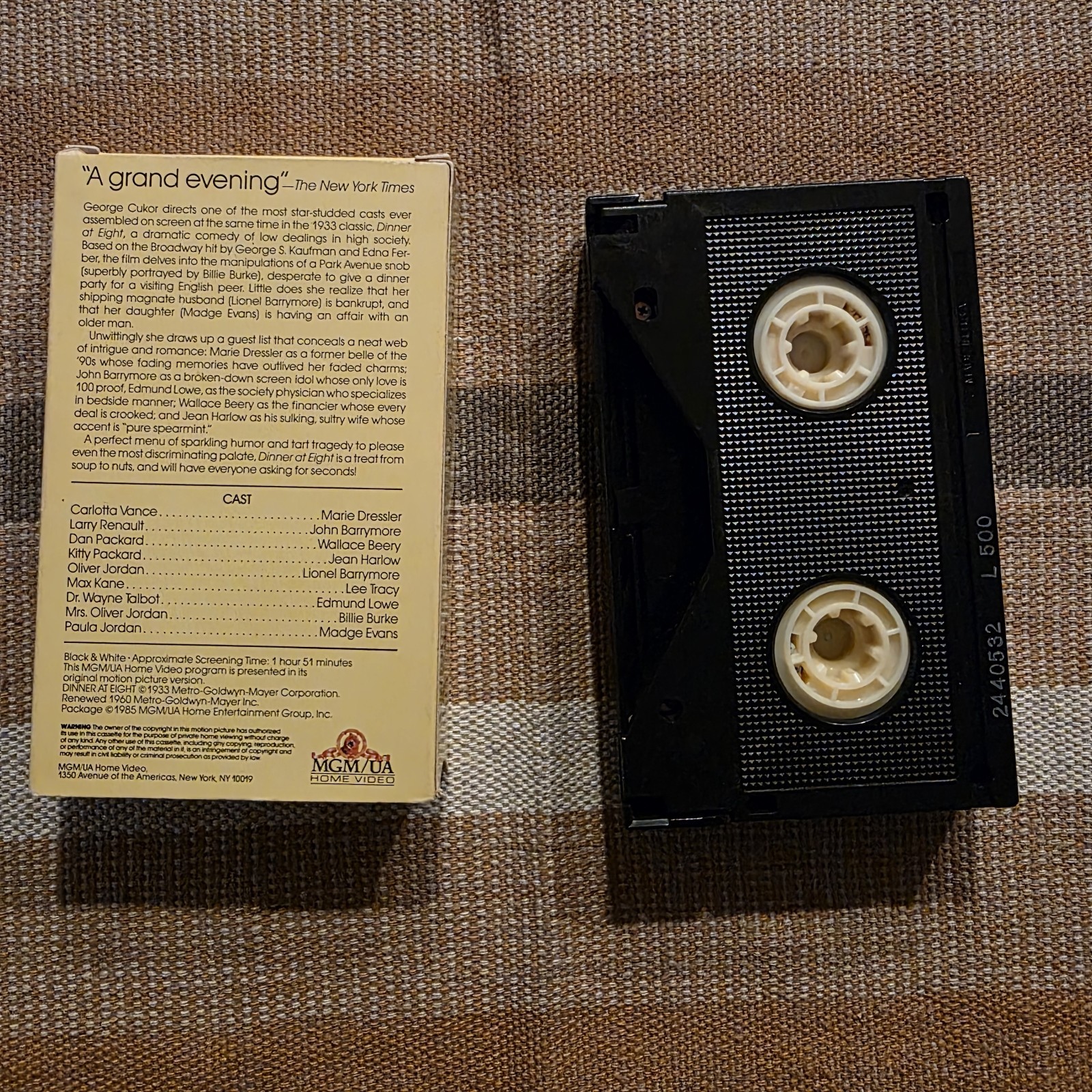 Dinner At Eight Betamax BETA NOT VHS Jean Harlow John Barrymore Diamond Jubilee
