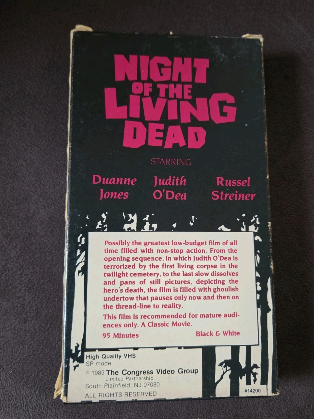 Night of The Living Dead (1985) VHS Horror Cult Classic Movie Congress Video
