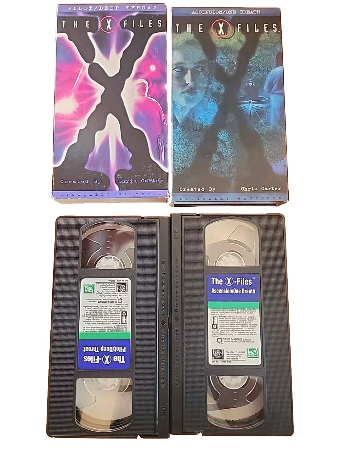 Lot of 2 The X-Files VHS Tapes 1996 Pilot/Deep Throat, Ascension/One Breath