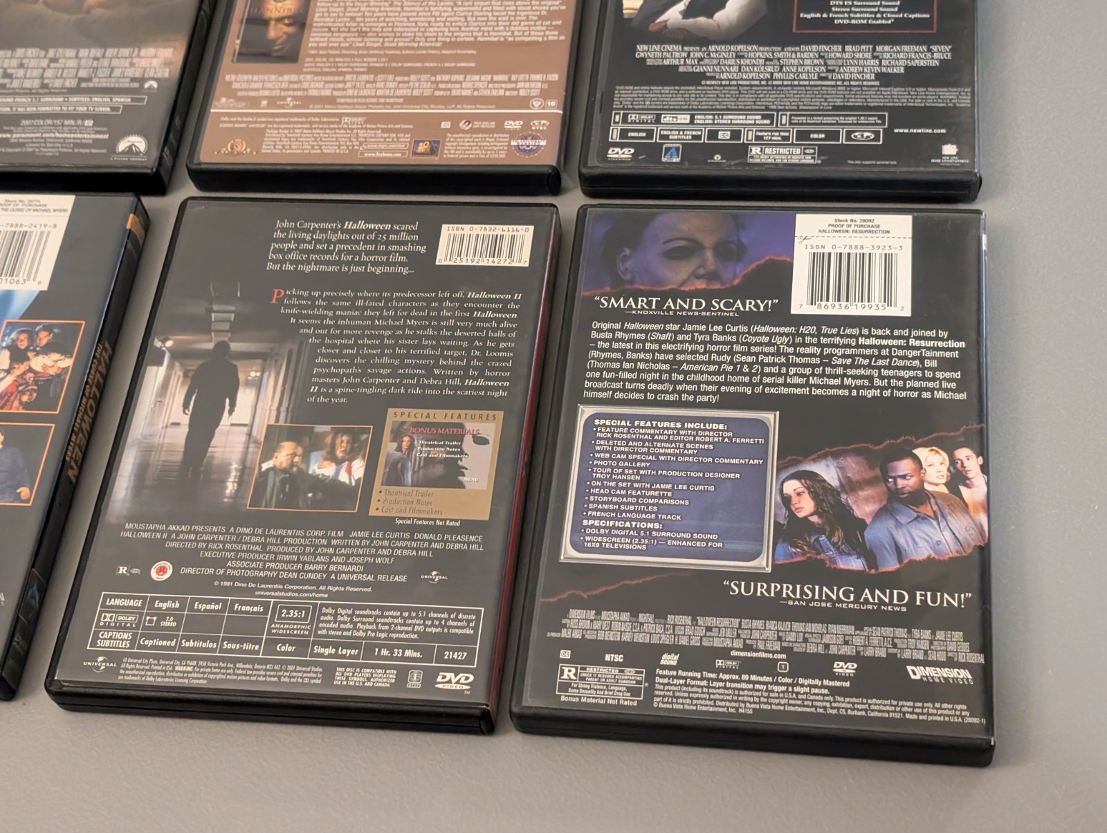 Horror & Thriller DVD Lot Of 8 – Shining / Halloween / Seven / Silence Of Lambs