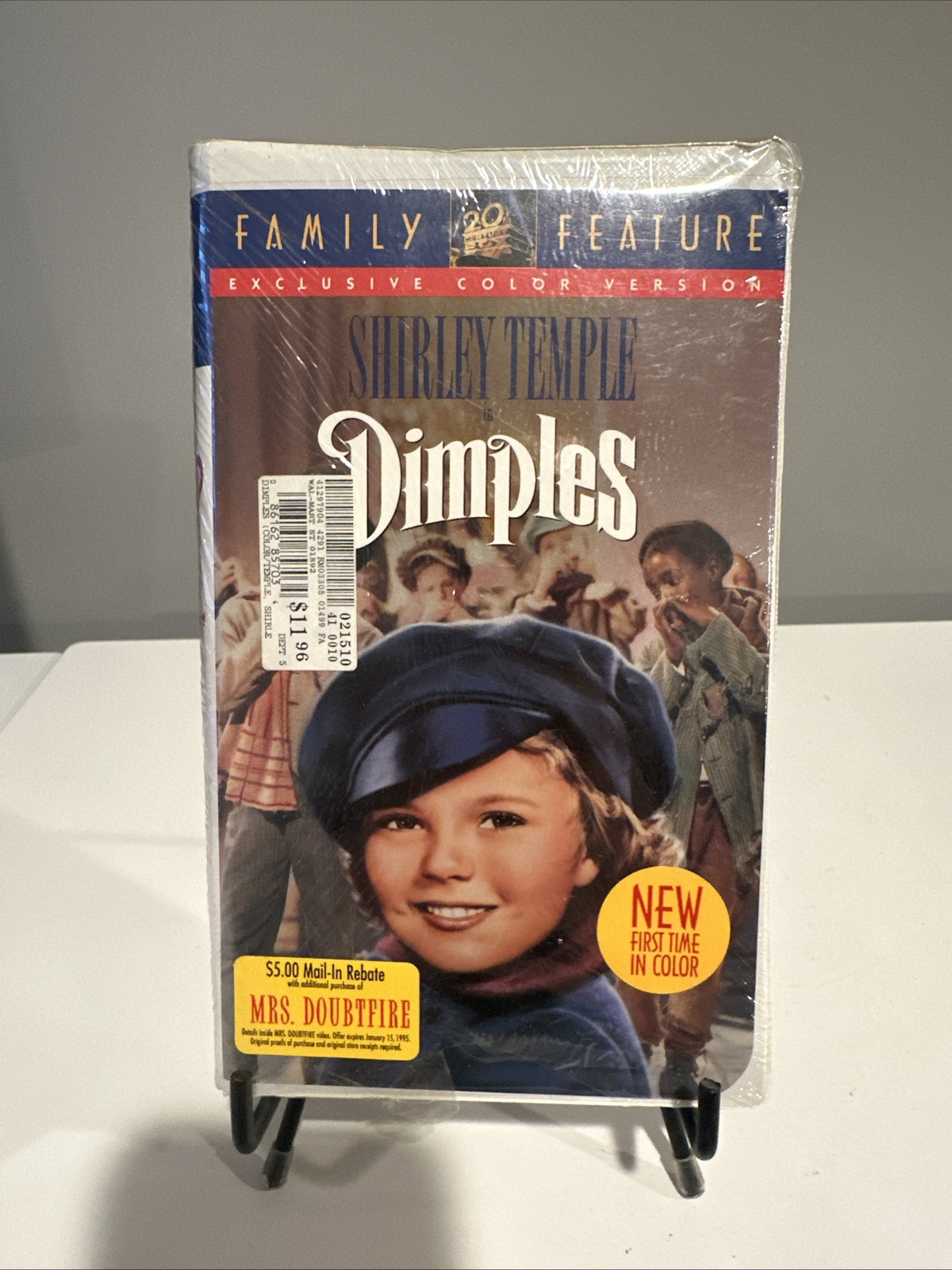 Dimples VHS, 1994, Colorized Clamshell Shirley Temple Sealed Hype Sticker