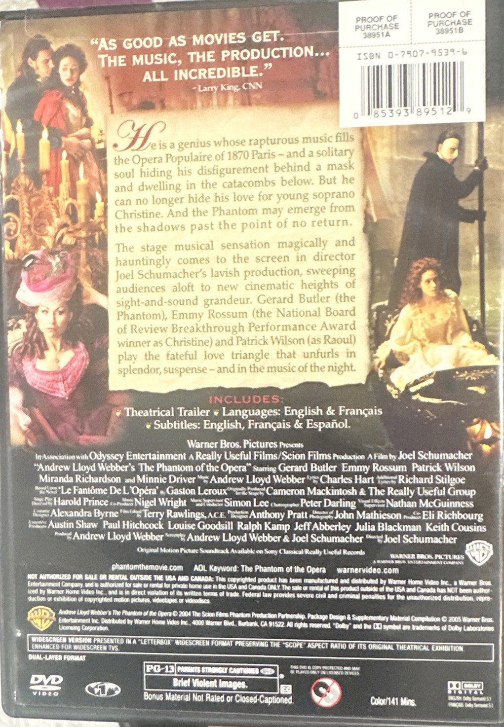 The Phantom of the Opera (Widescreen Edition) – DVD – VERY GOOD