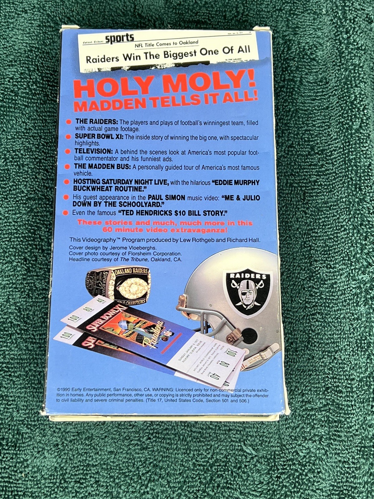 John Madden The American Dream Comes To Life VHS Videography Oakland Raiders