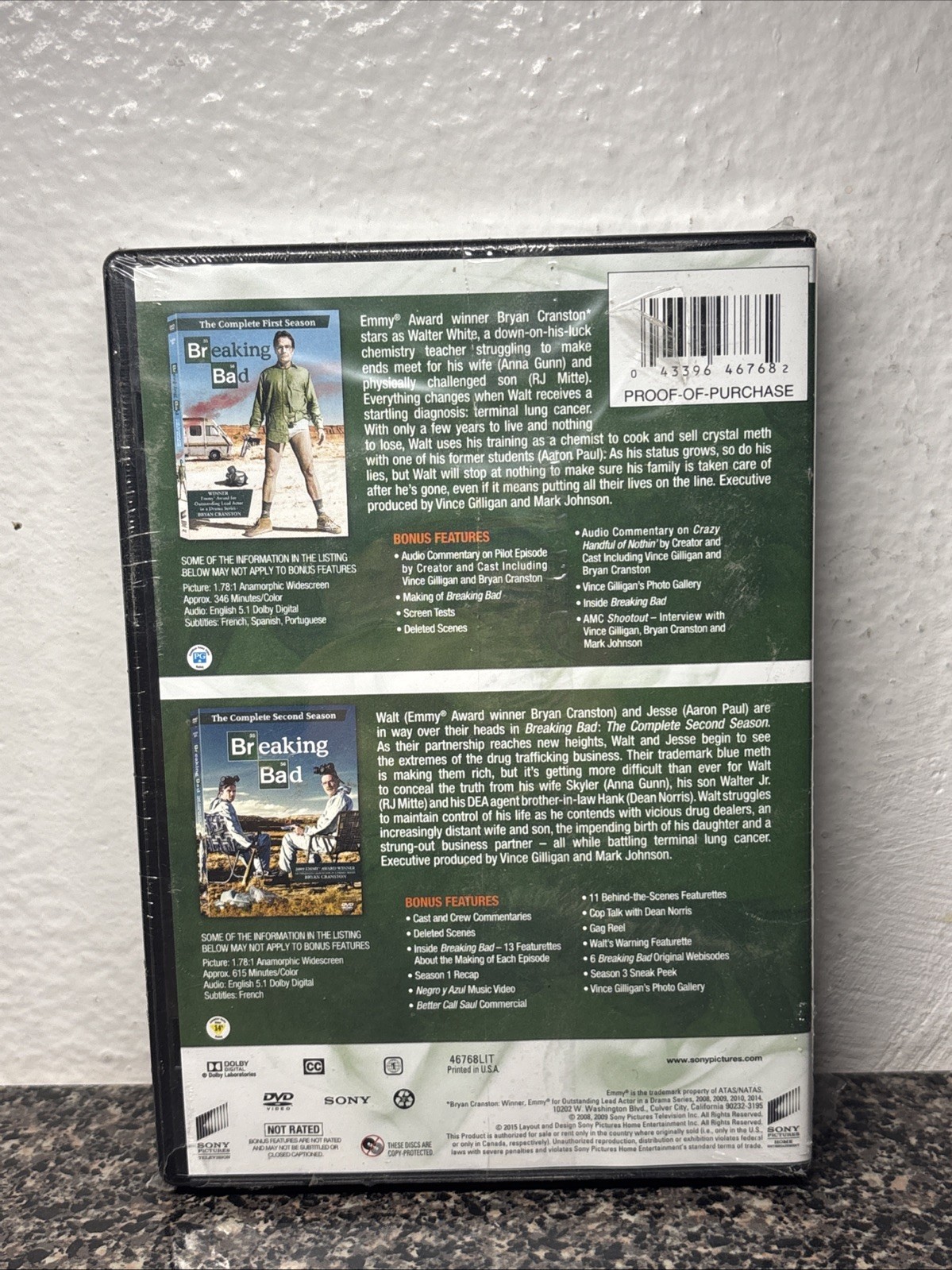 Breaking Bad: Seasons 1 and 2 (DVD, 2015, 7-Disc Set) New sealed